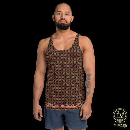 Egyptian Blue/Green Diamond Pattern Tank Top