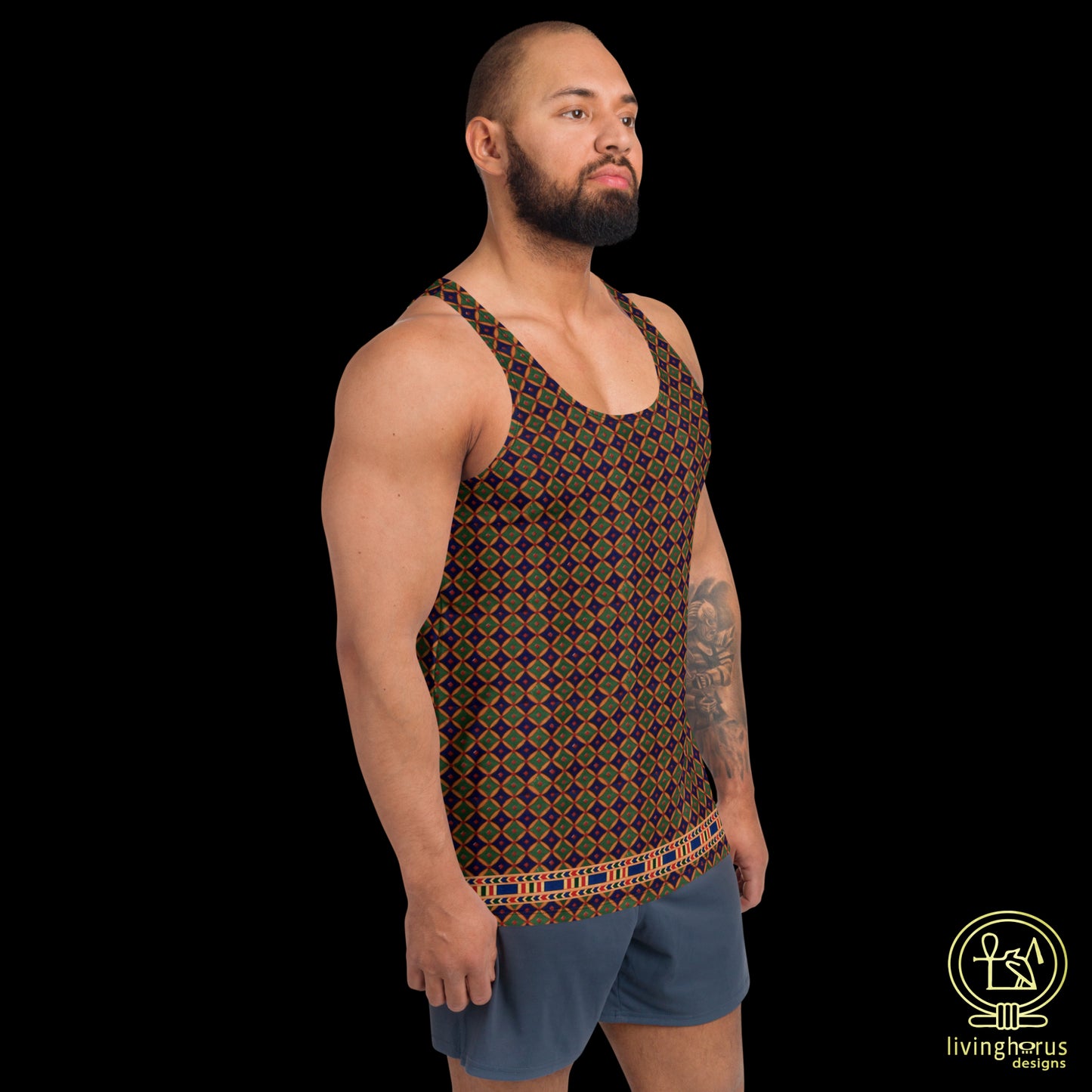 Egyptian Blue/Green Diamond Pattern Tank Top