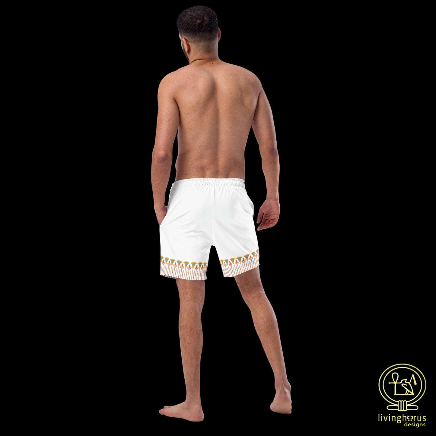 Egyptian Papyrus Motif Swim Trunks