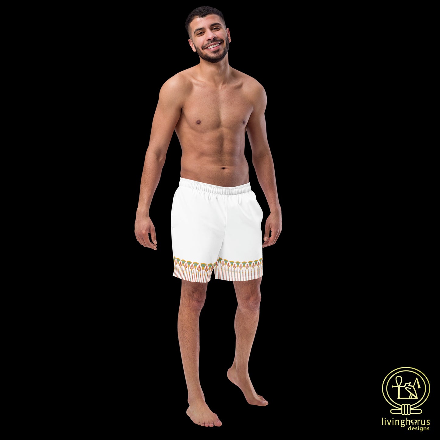 Egyptian Papyrus Motif Swim Trunks