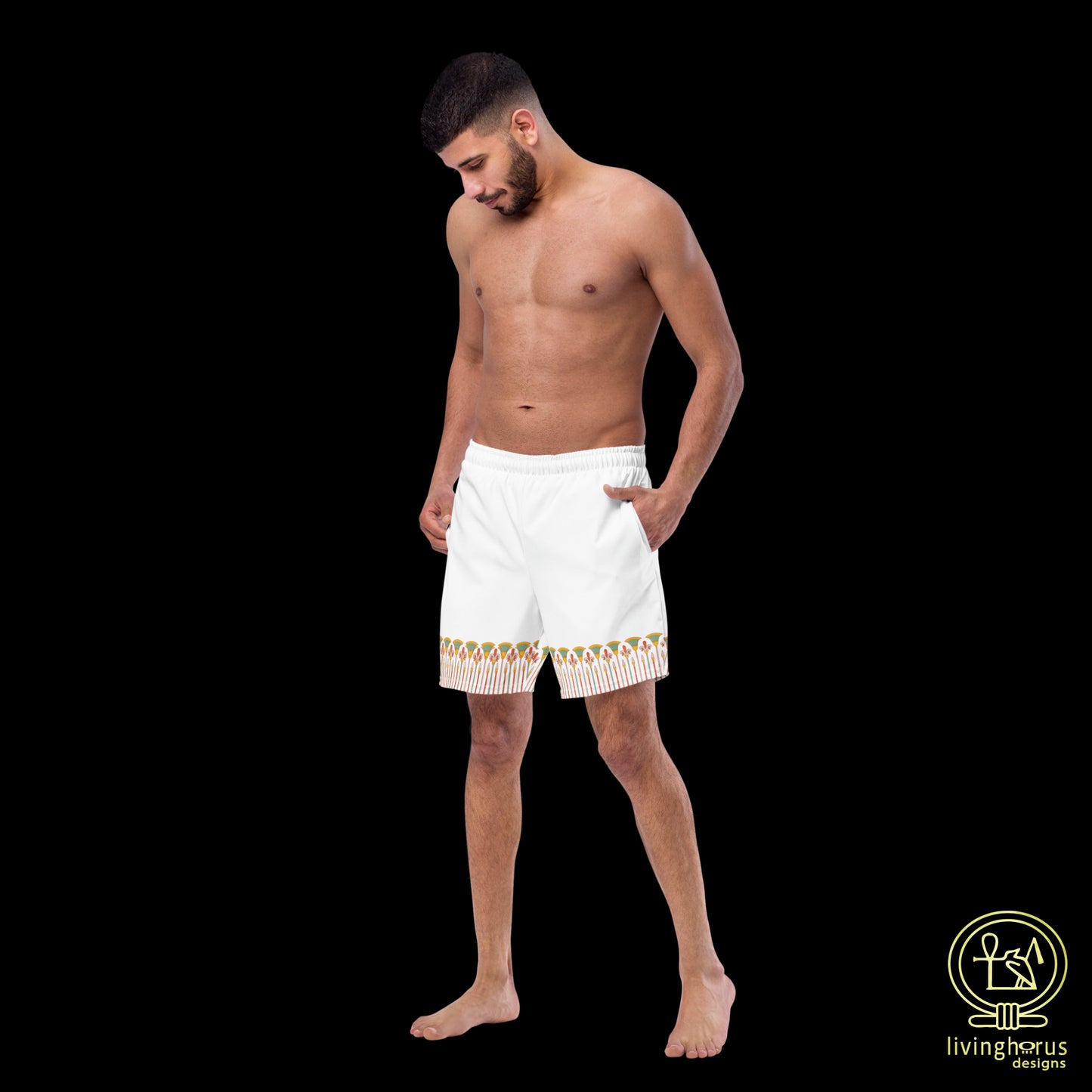 Egyptian Papyrus Motif Swim Trunks