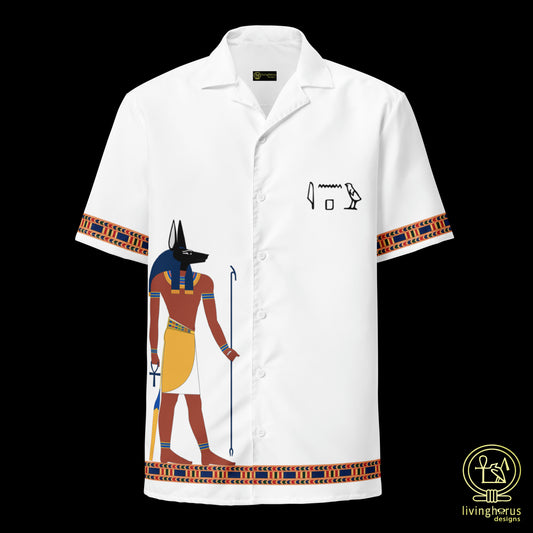 Egyptian God Anubis Hawaiian Shirt - White