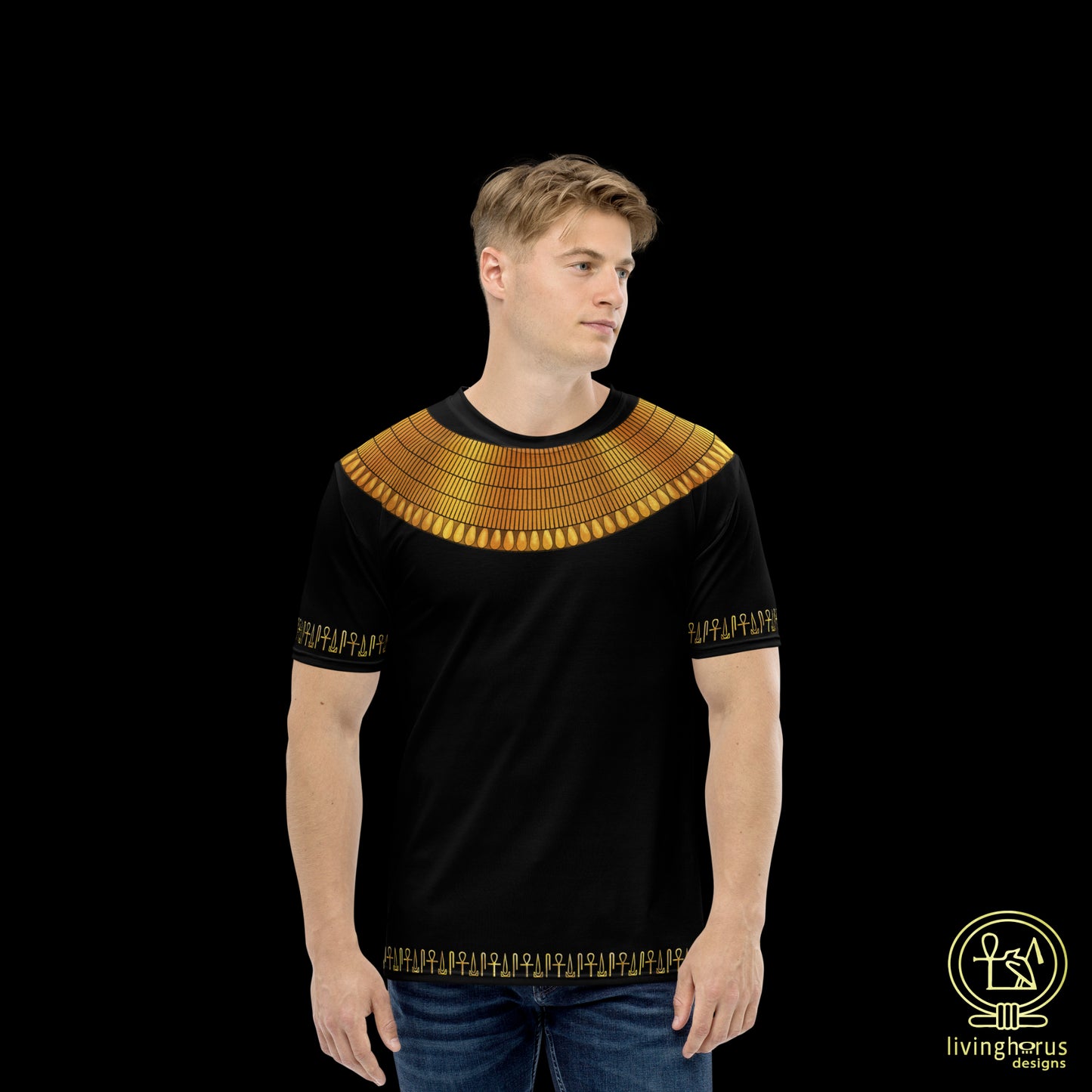 Egyptian Gold Usekh Collar T-Shirt - Black