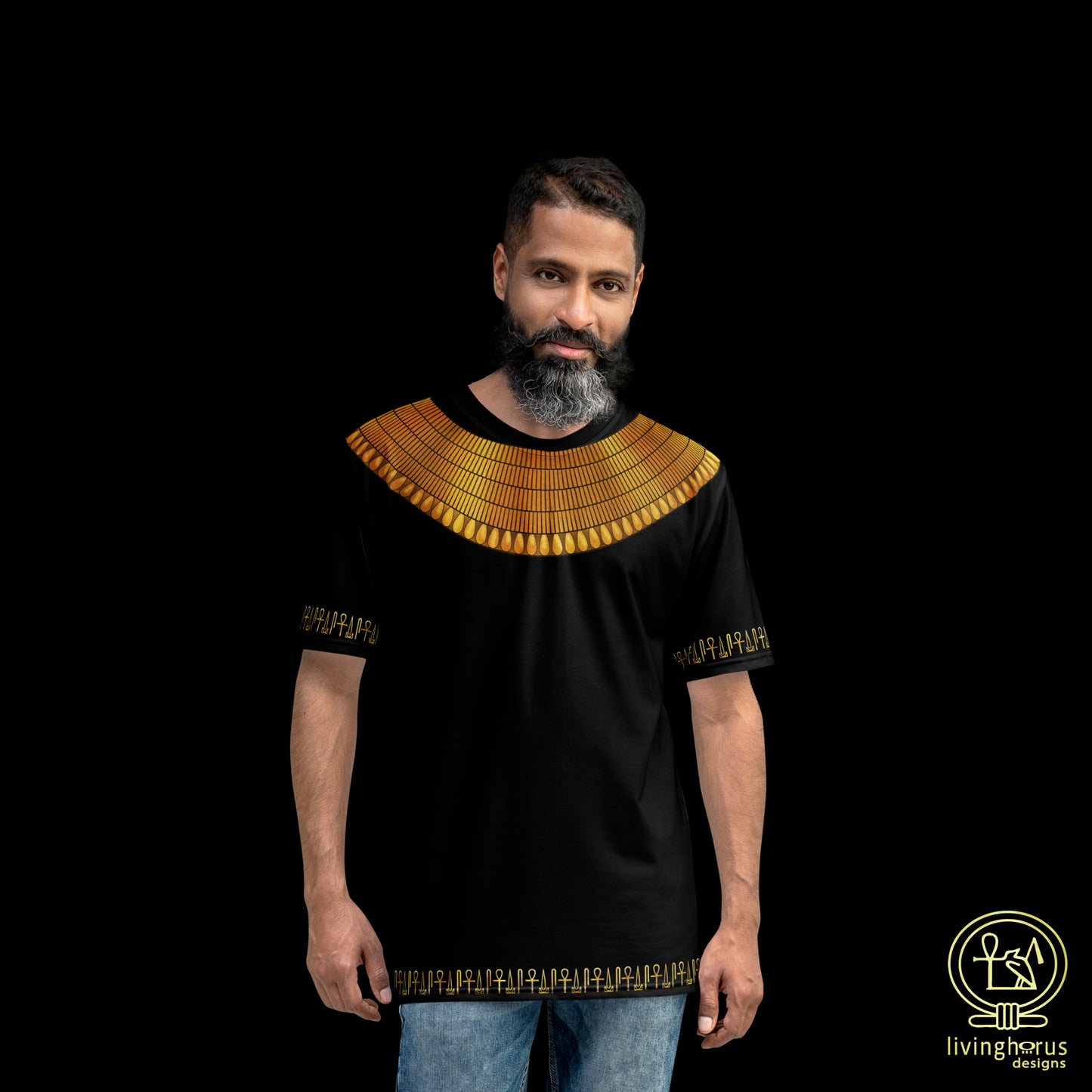 Egyptian Gold Usekh Collar T-Shirt - Black