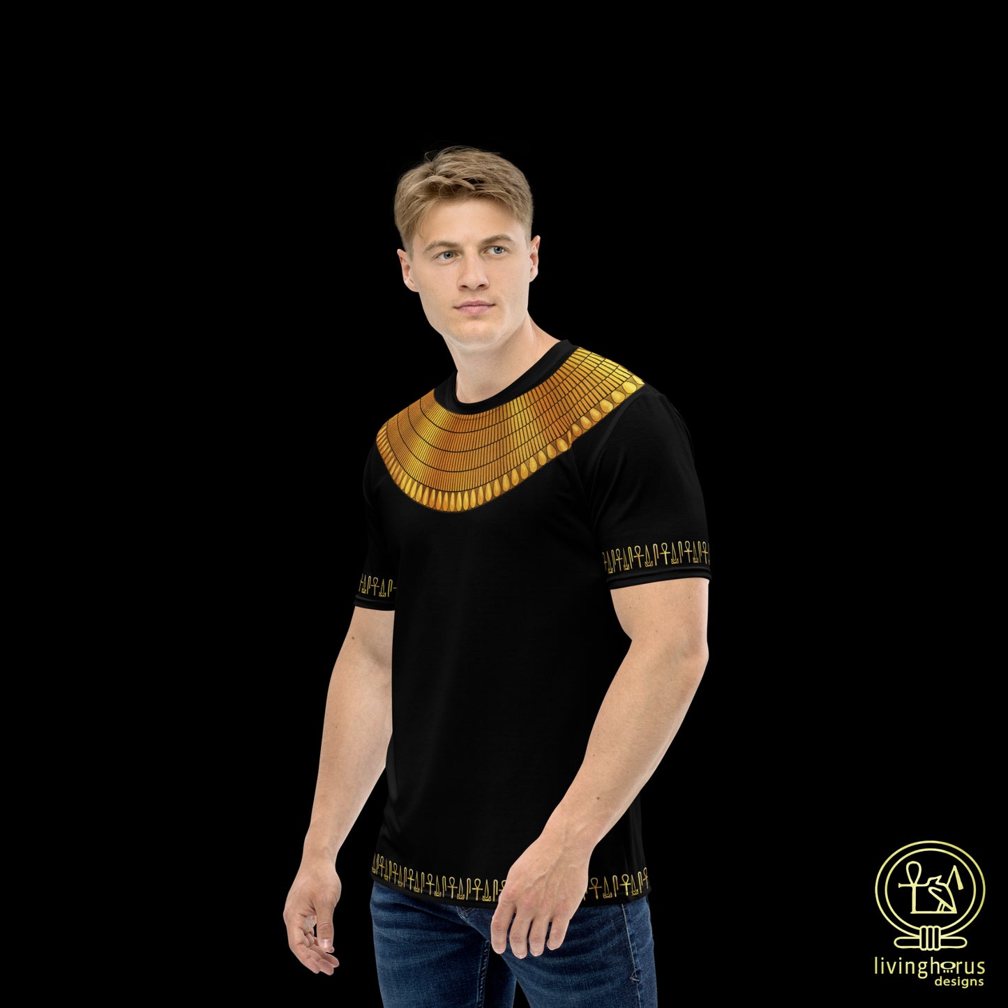 Egyptian Gold Usekh Collar T-Shirt - Black