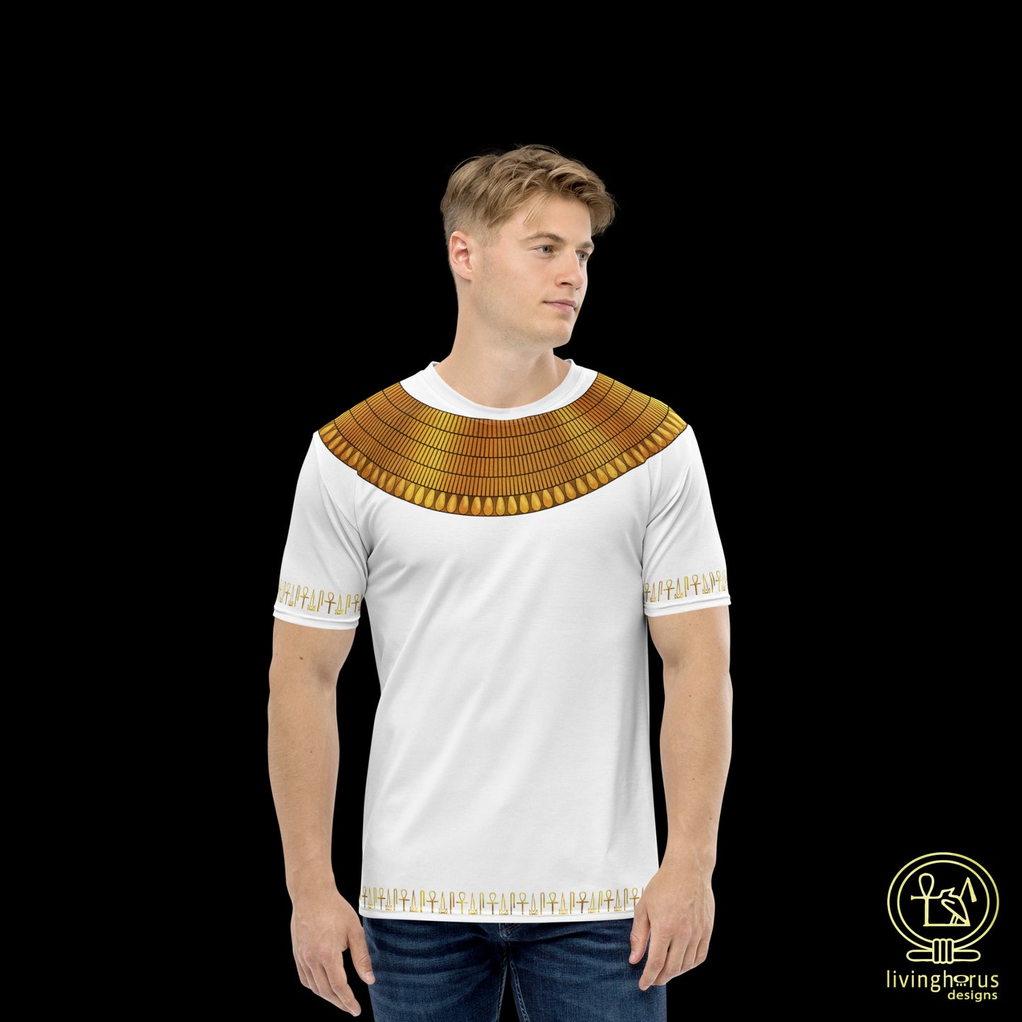 Egyptian Gold Usekh Collar T-Shirt - White