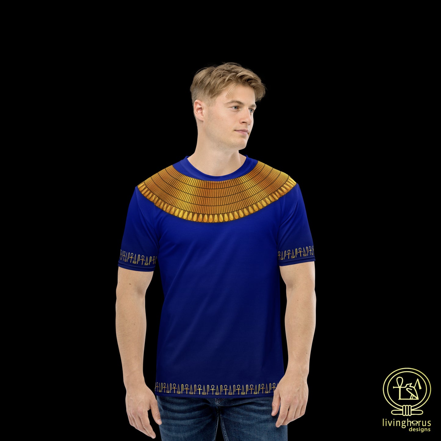 Egyptian Gold Usekh Collar T-Shirt - Royal Blue