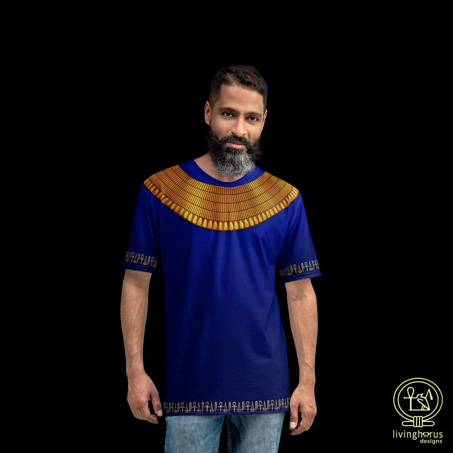 Egyptian Gold Usekh Collar T-Shirt - Royal Blue