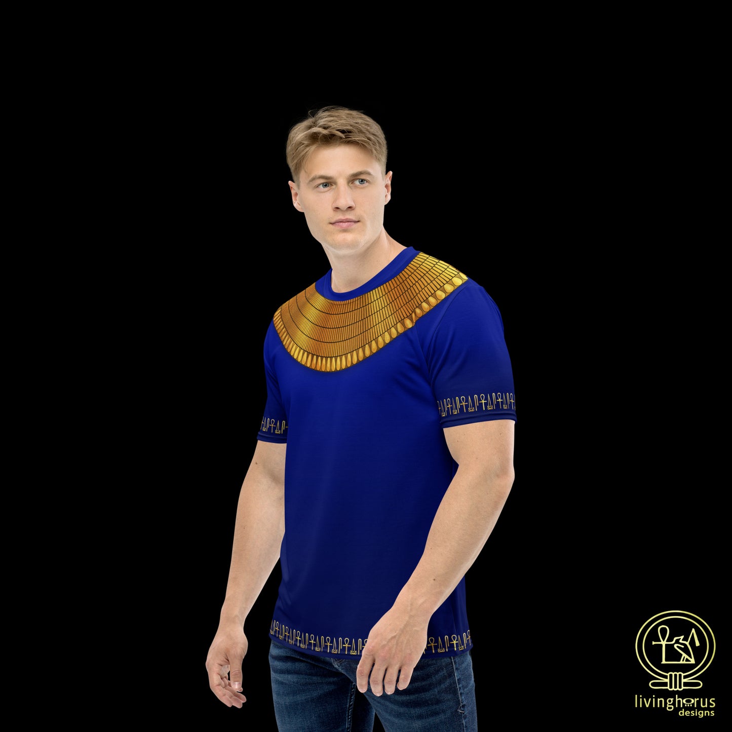 Egyptian Gold Usekh Collar T-Shirt - Royal Blue