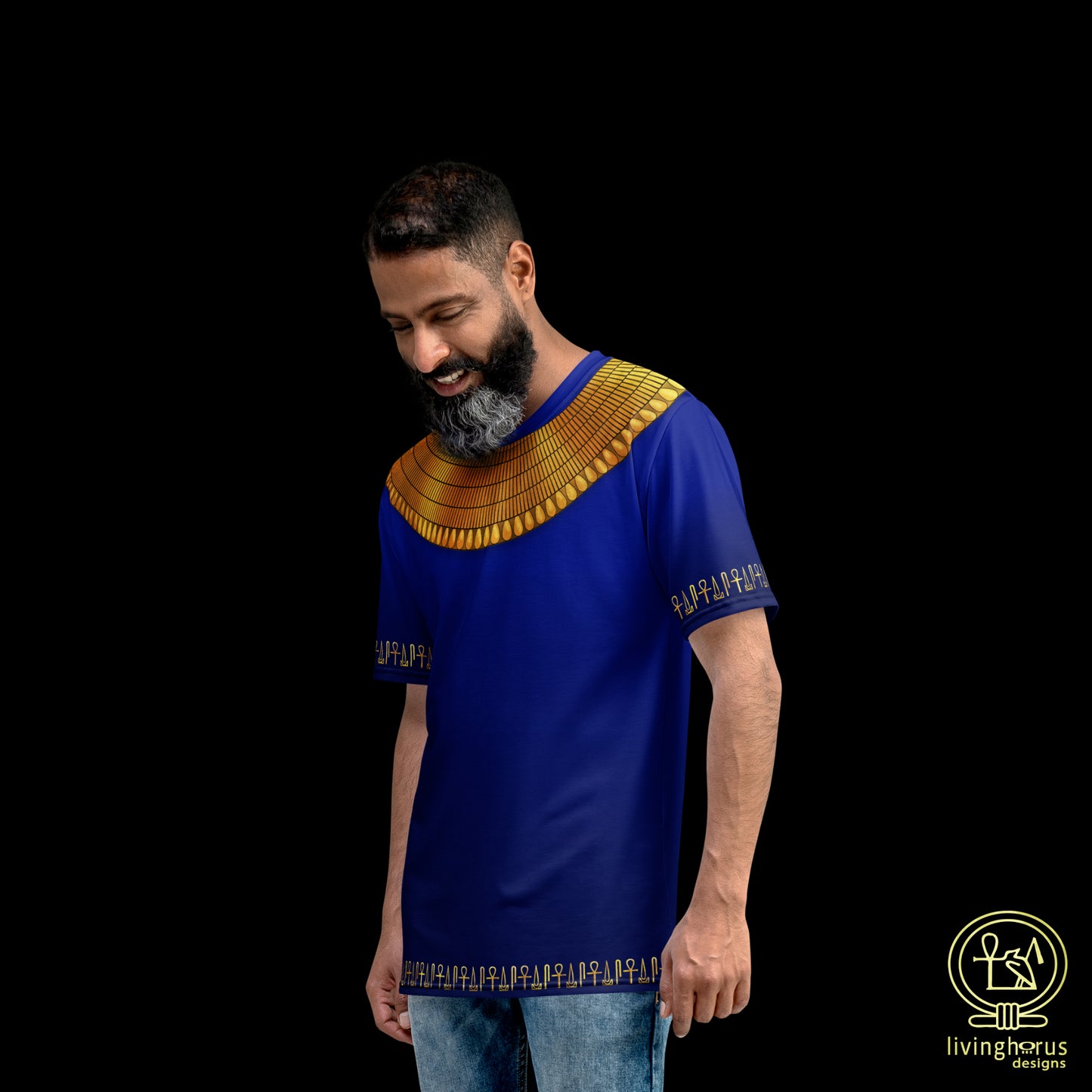 Egyptian Gold Usekh Collar T-Shirt - Royal Blue