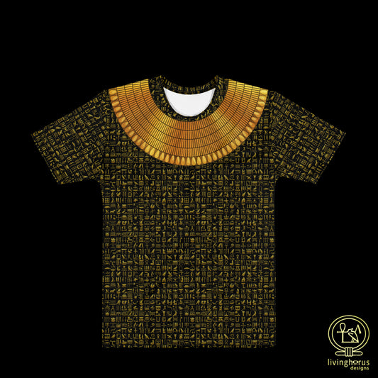 Egyptian Gold Hieroglyph Collar T-shirt - Black