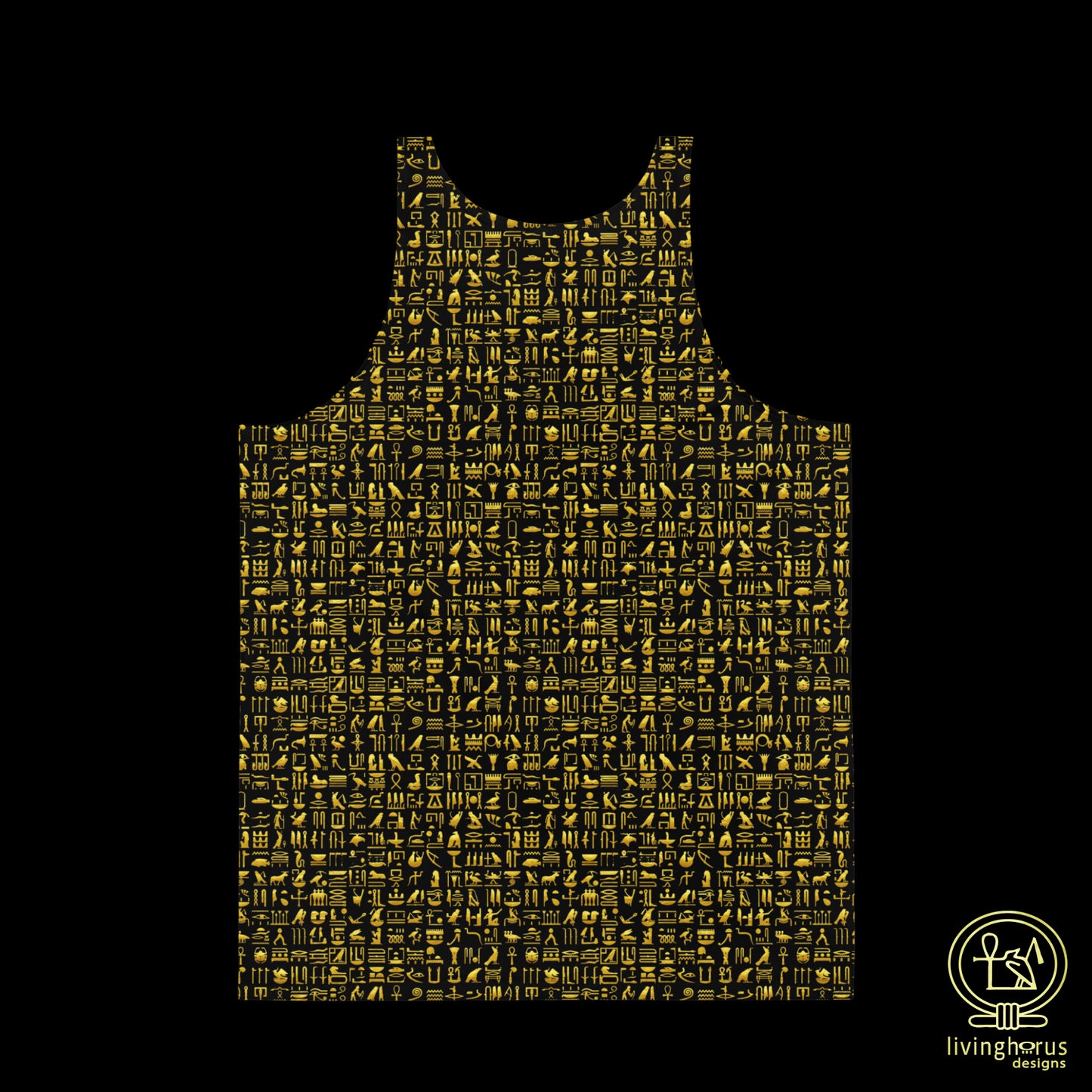 Gold Hieroglyph Tank Top - Black