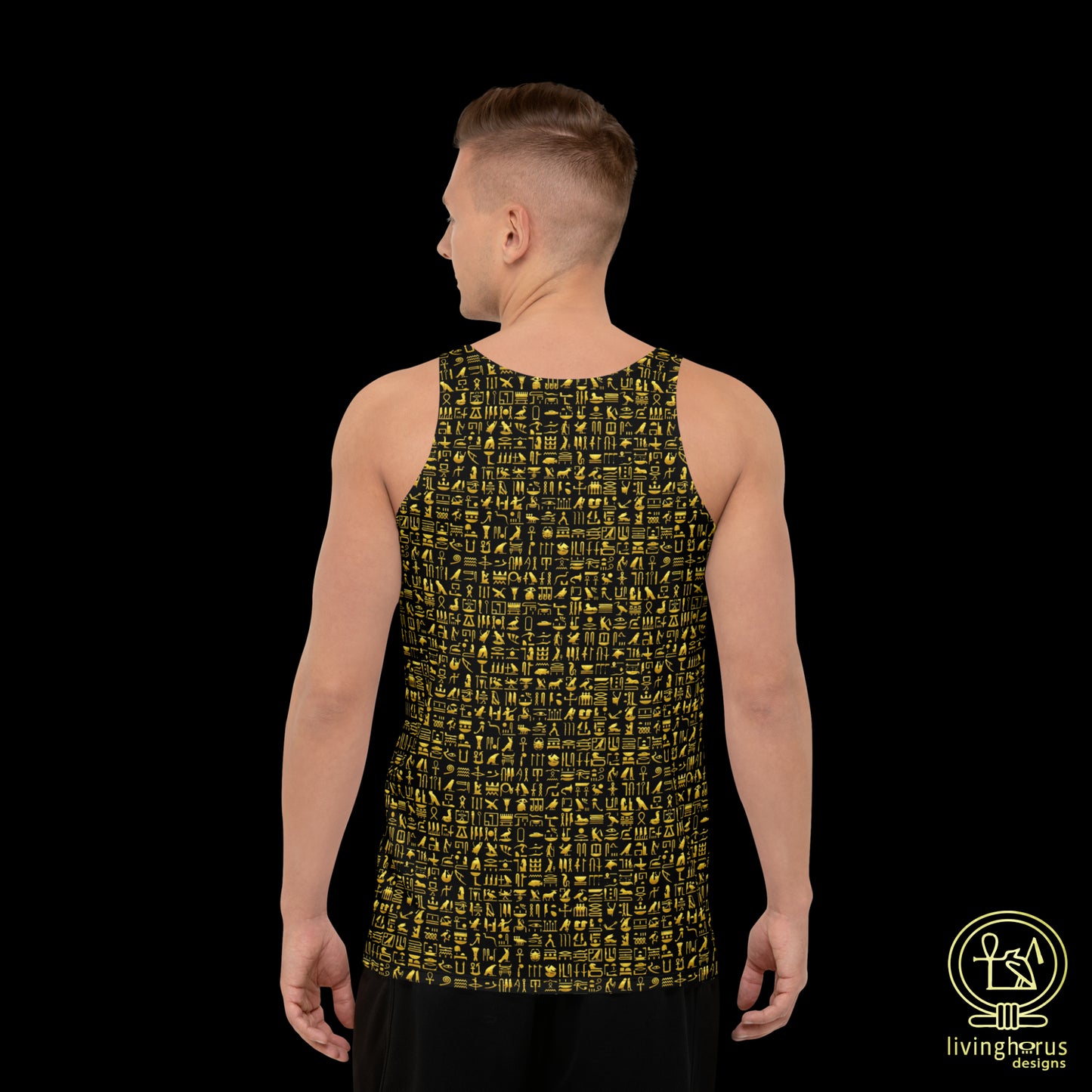 Gold Hieroglyph Tank Top - Black