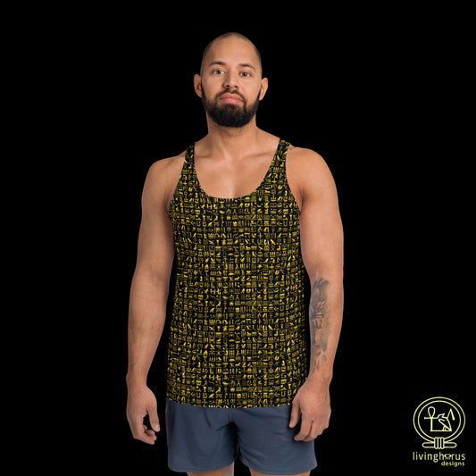 Gold Hieroglyph Tank Top - Black