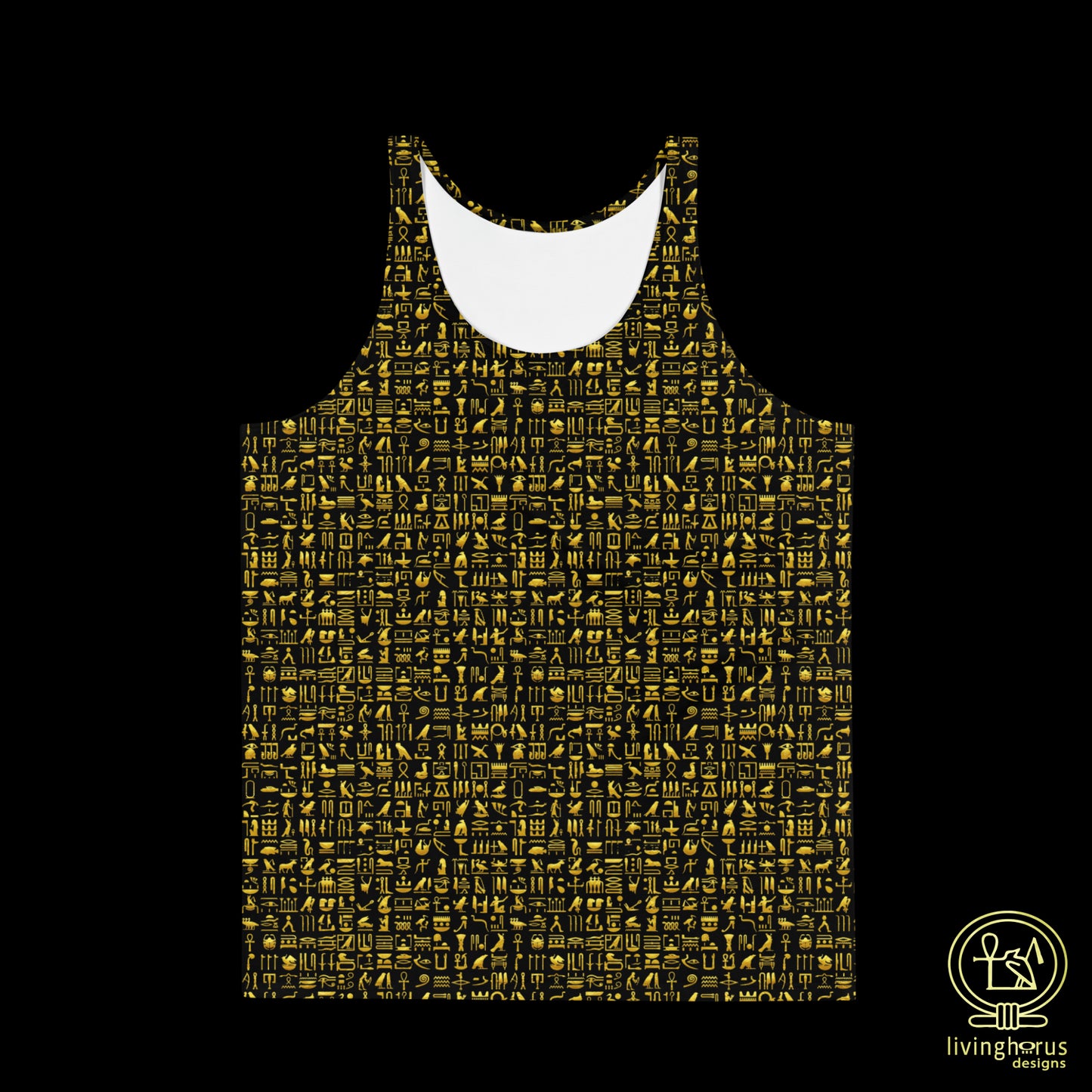 Gold Hieroglyph Tank Top - Black