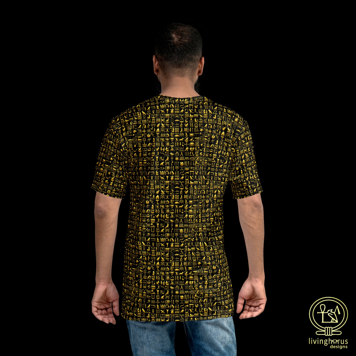 Egyptian Gold Hieroglyph T-shirt - Black