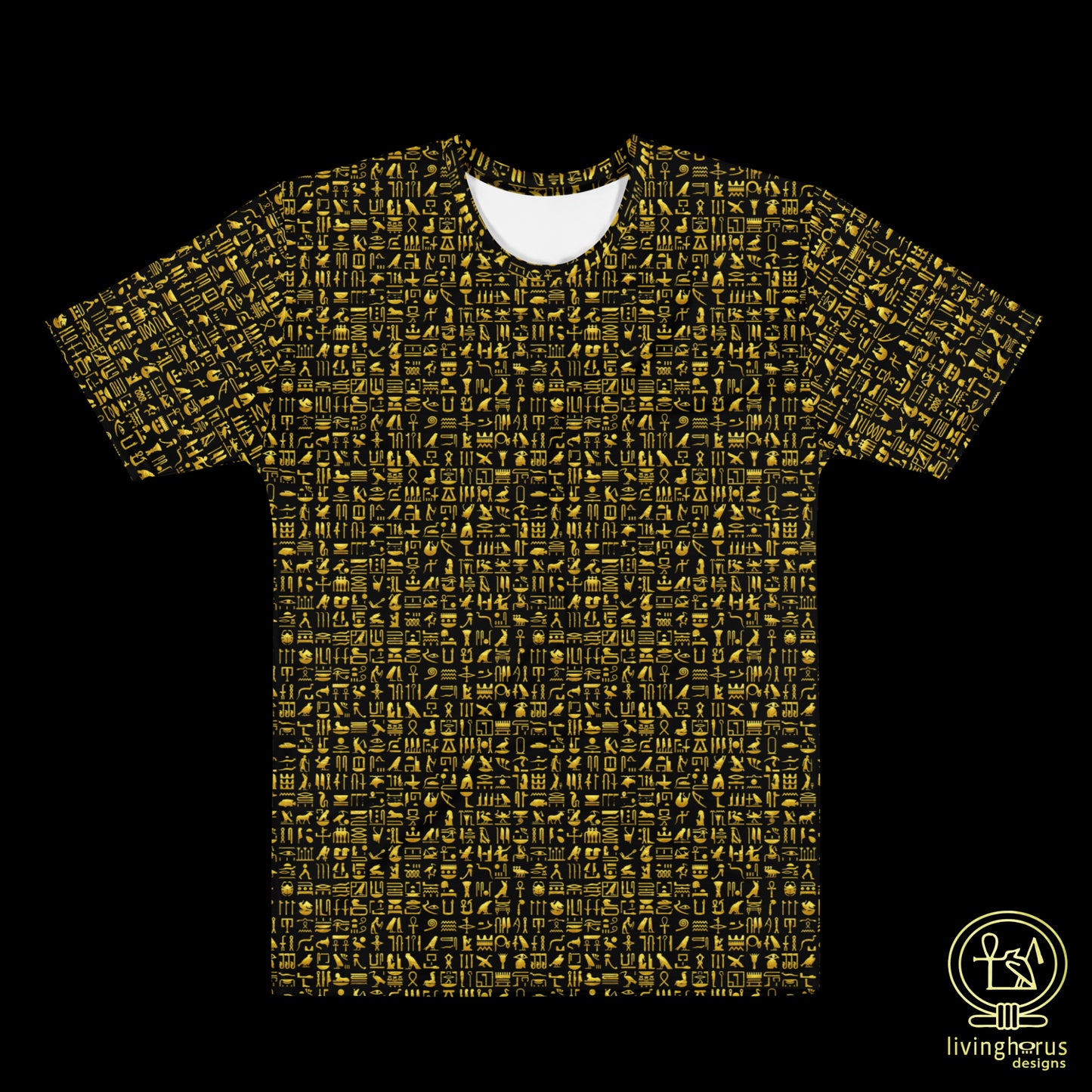 Egyptian Gold Hieroglyph T-shirt - Black