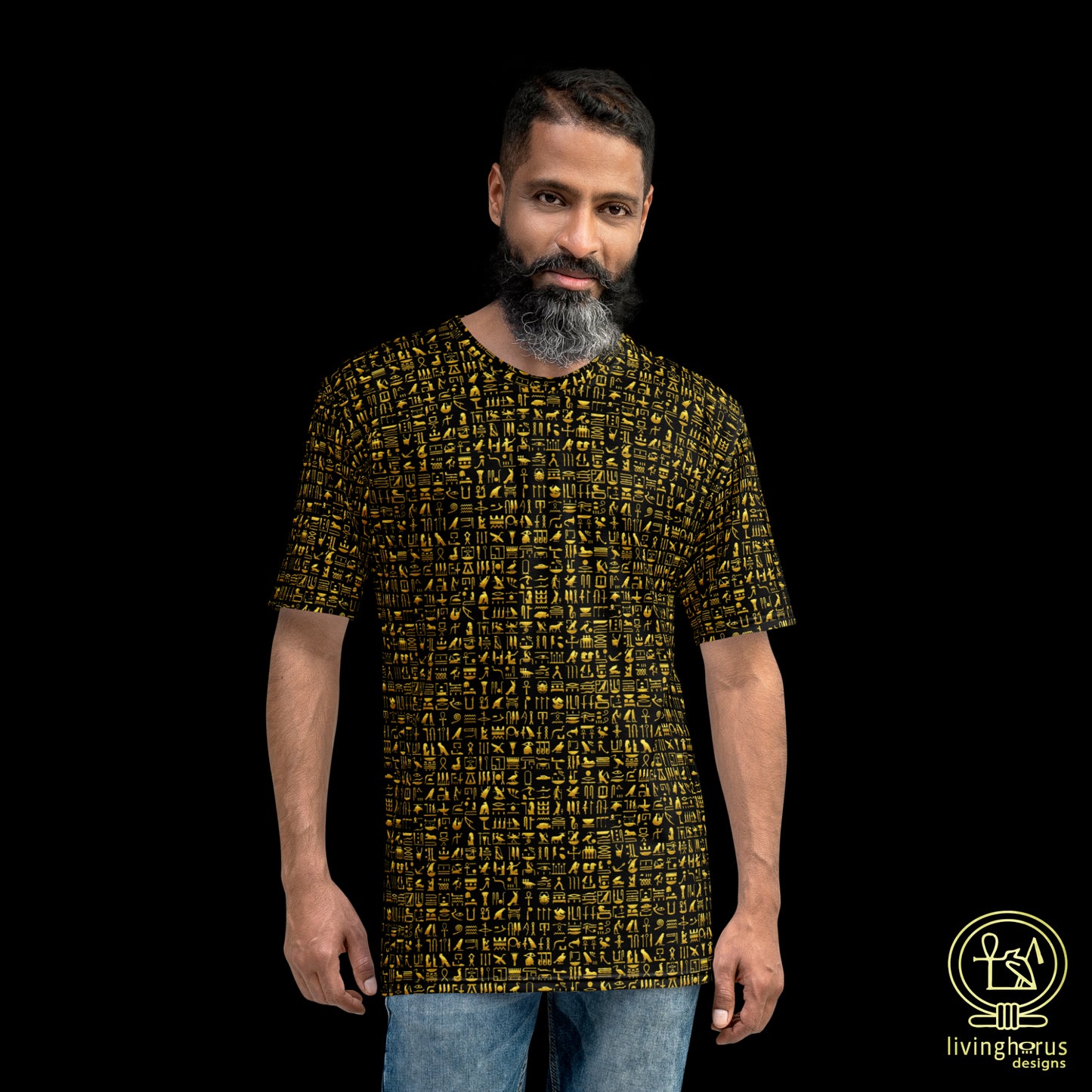 Egyptian Gold Hieroglyph T-shirt - Black