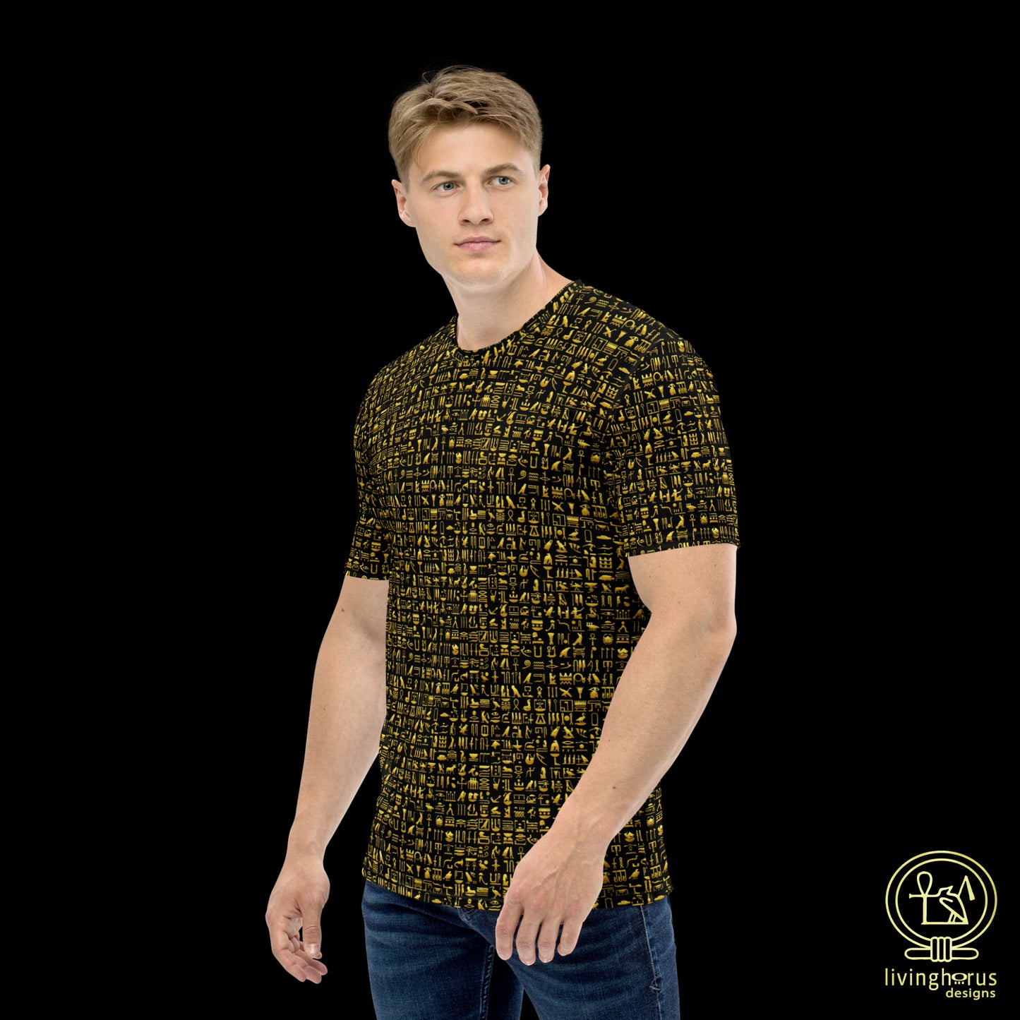 Egyptian Gold Hieroglyph T-shirt - Black