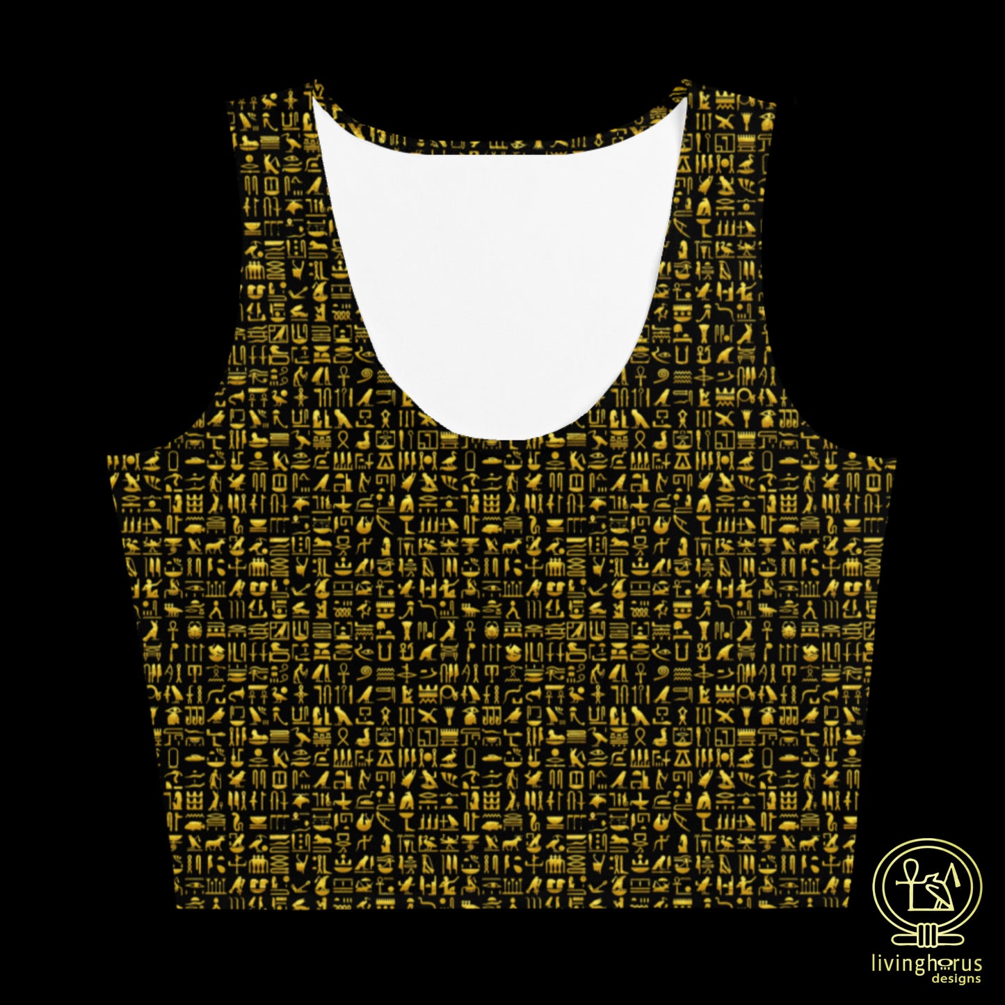 Egyptian Golden Hieroglyph Crop Top - Black