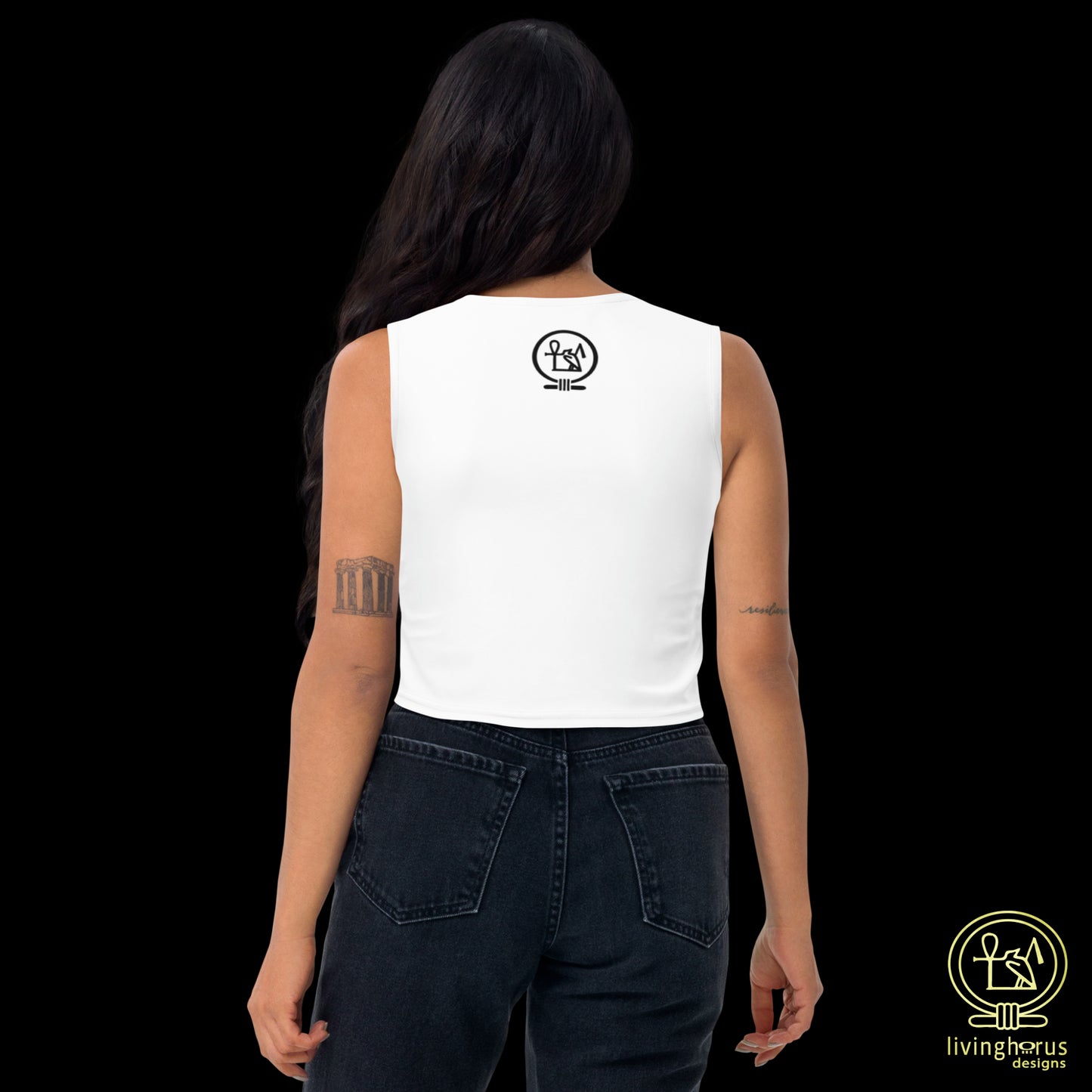 Egyptian Sun God Ra Crop Top - White