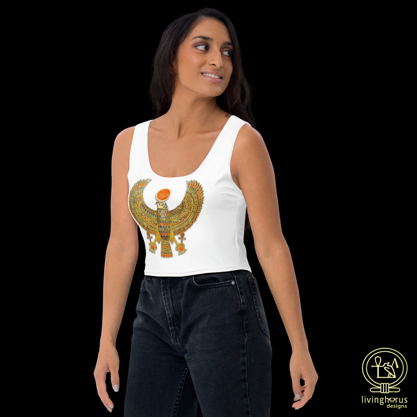 Egyptian Sun God Ra Crop Top - White