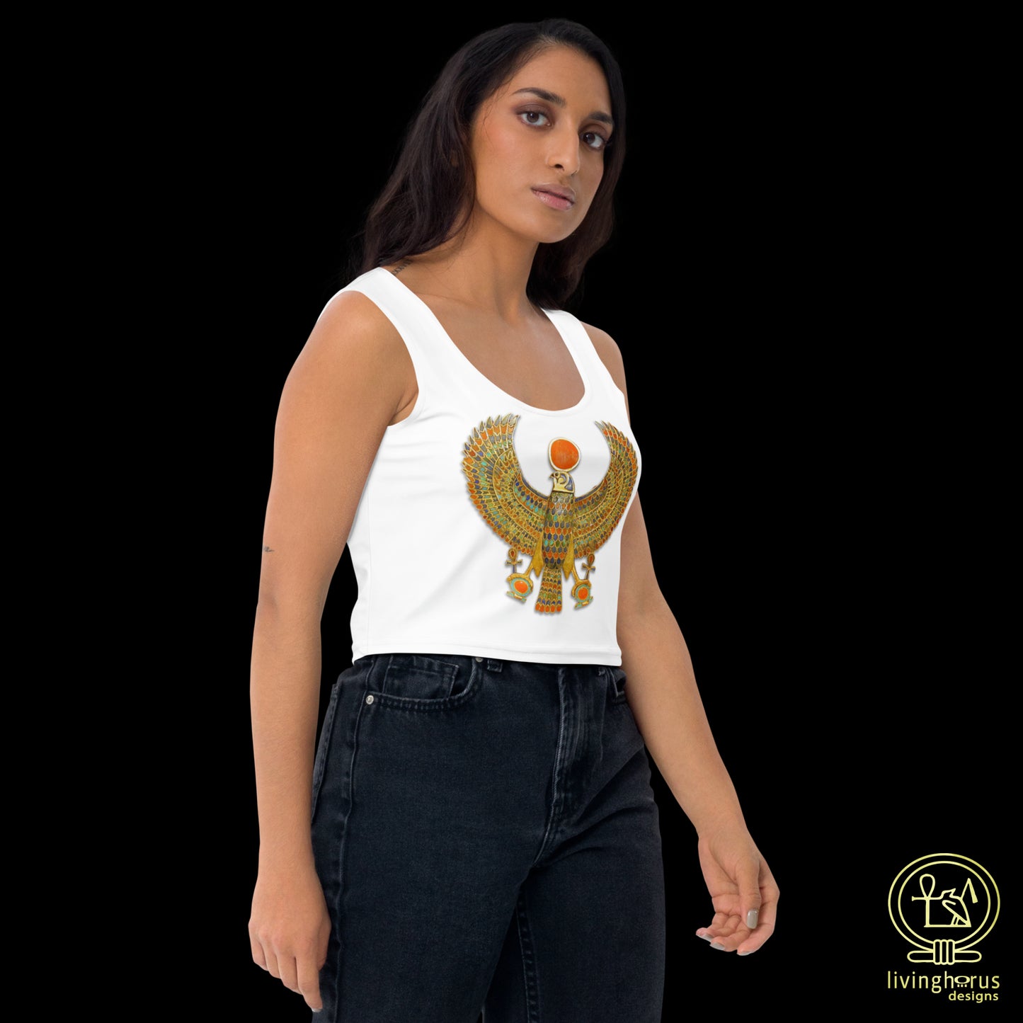 Egyptian Sun God Ra Crop Top - White