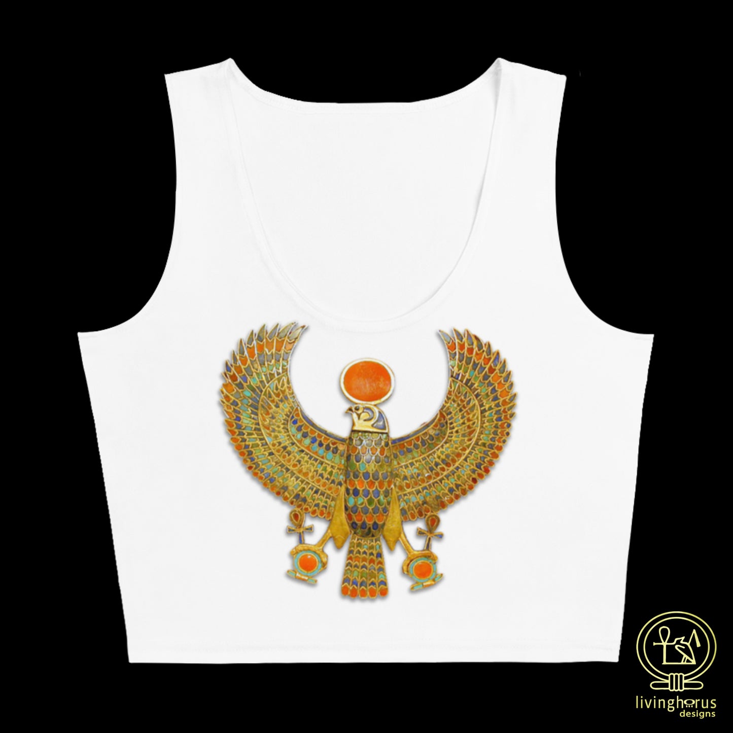 Egyptian Sun God Ra Crop Top - White