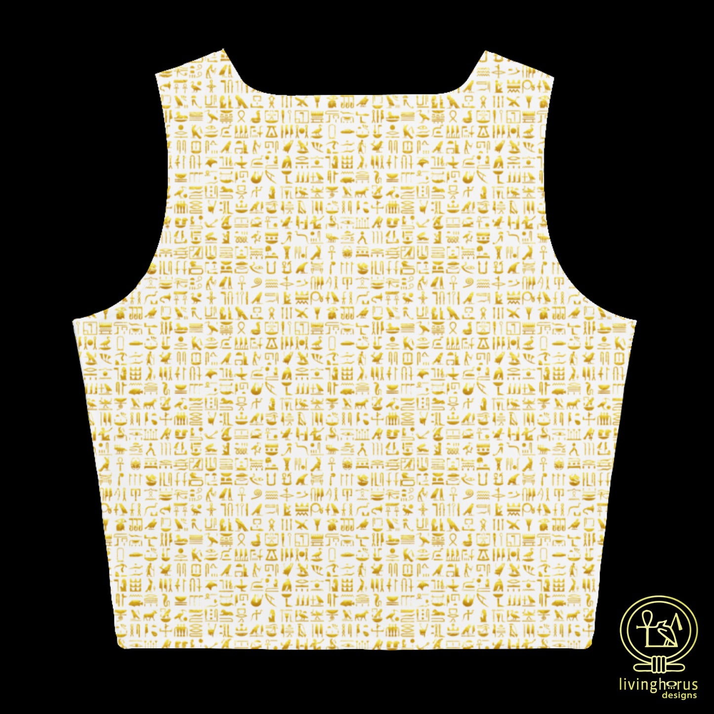 Egyptian Golden Hieroglyph Crop Top - White