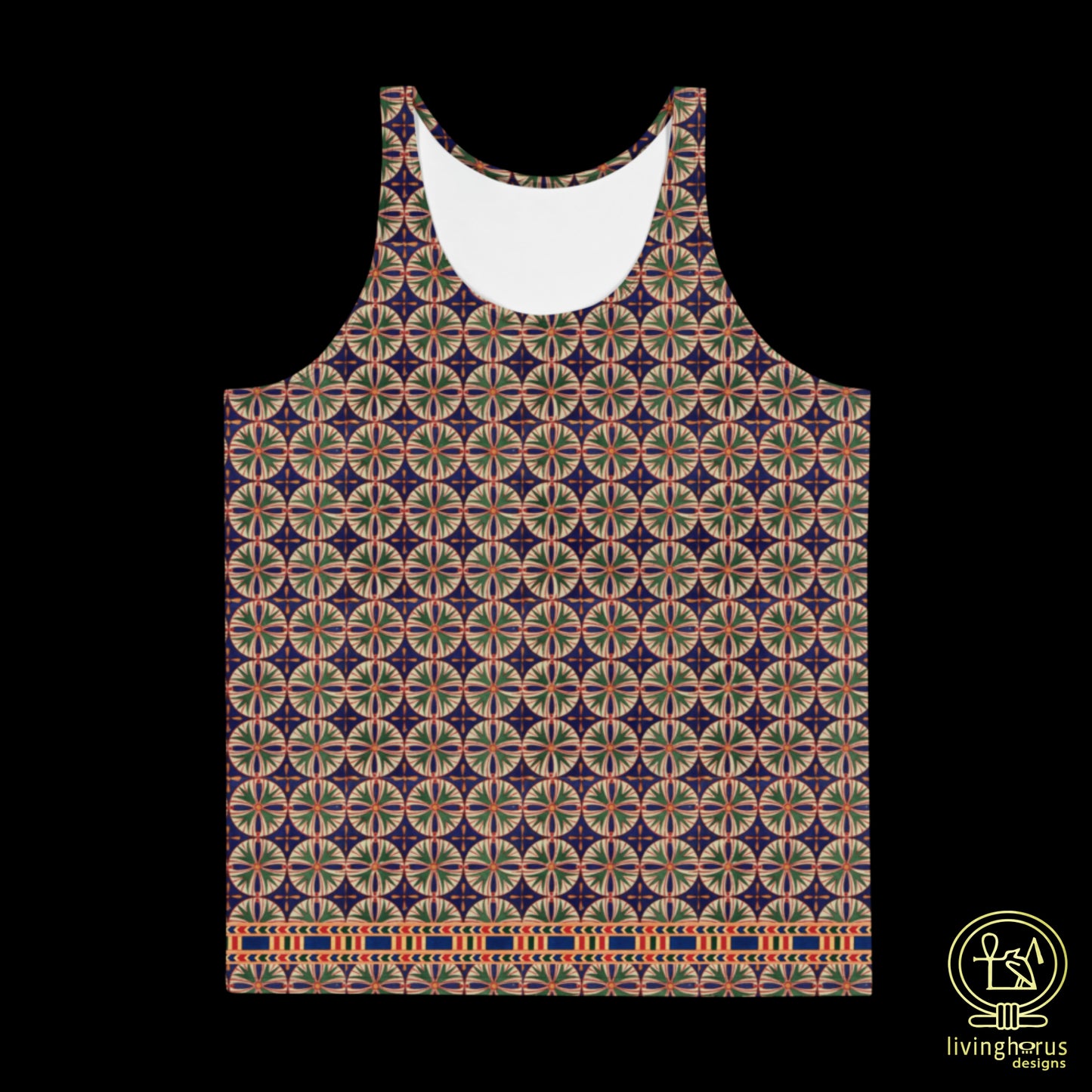 Egyptian Blue Green Floral Pattern Tank Top