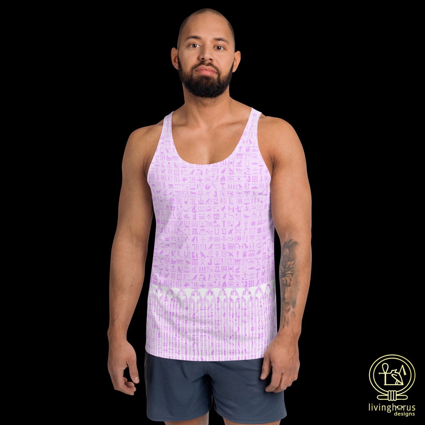 Pink Hieroglyph, Lotus Motif Tank Top