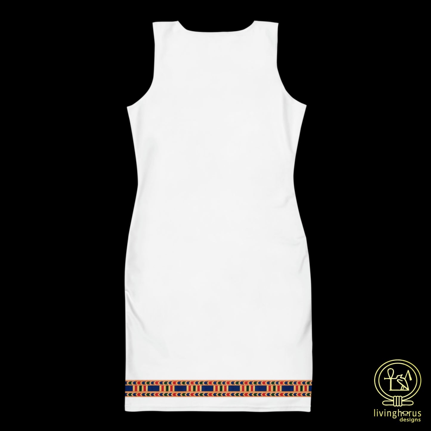 White Egyptian Rishi Pattern Bodycon Dress