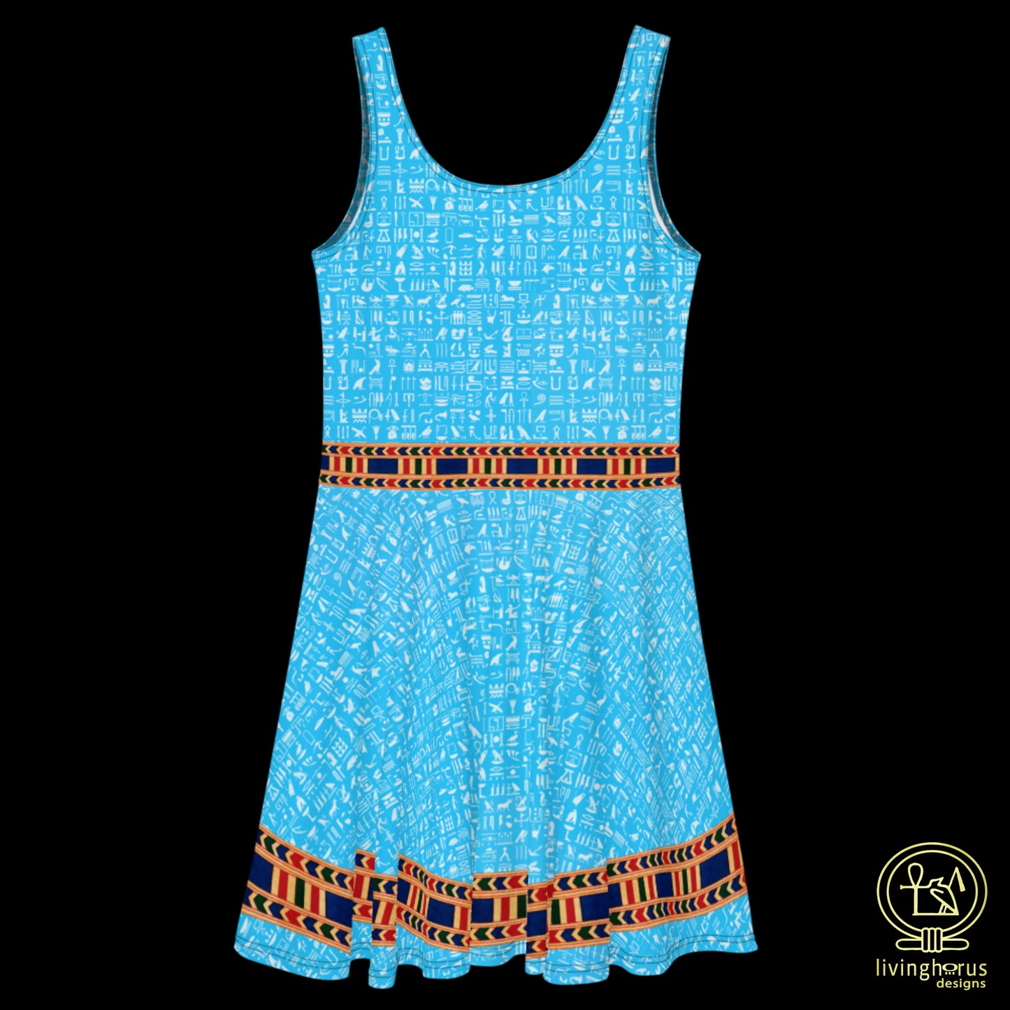 Skater Dress - Light Blue Hieroglyphic