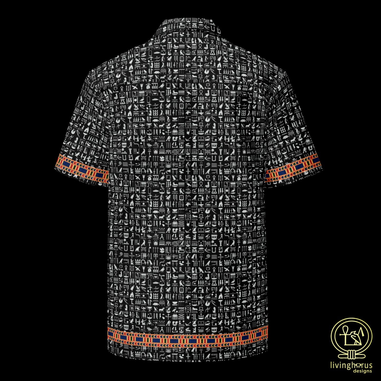 Egyptian Hieroglyphic Pattern Hawaiian Shirt - Black