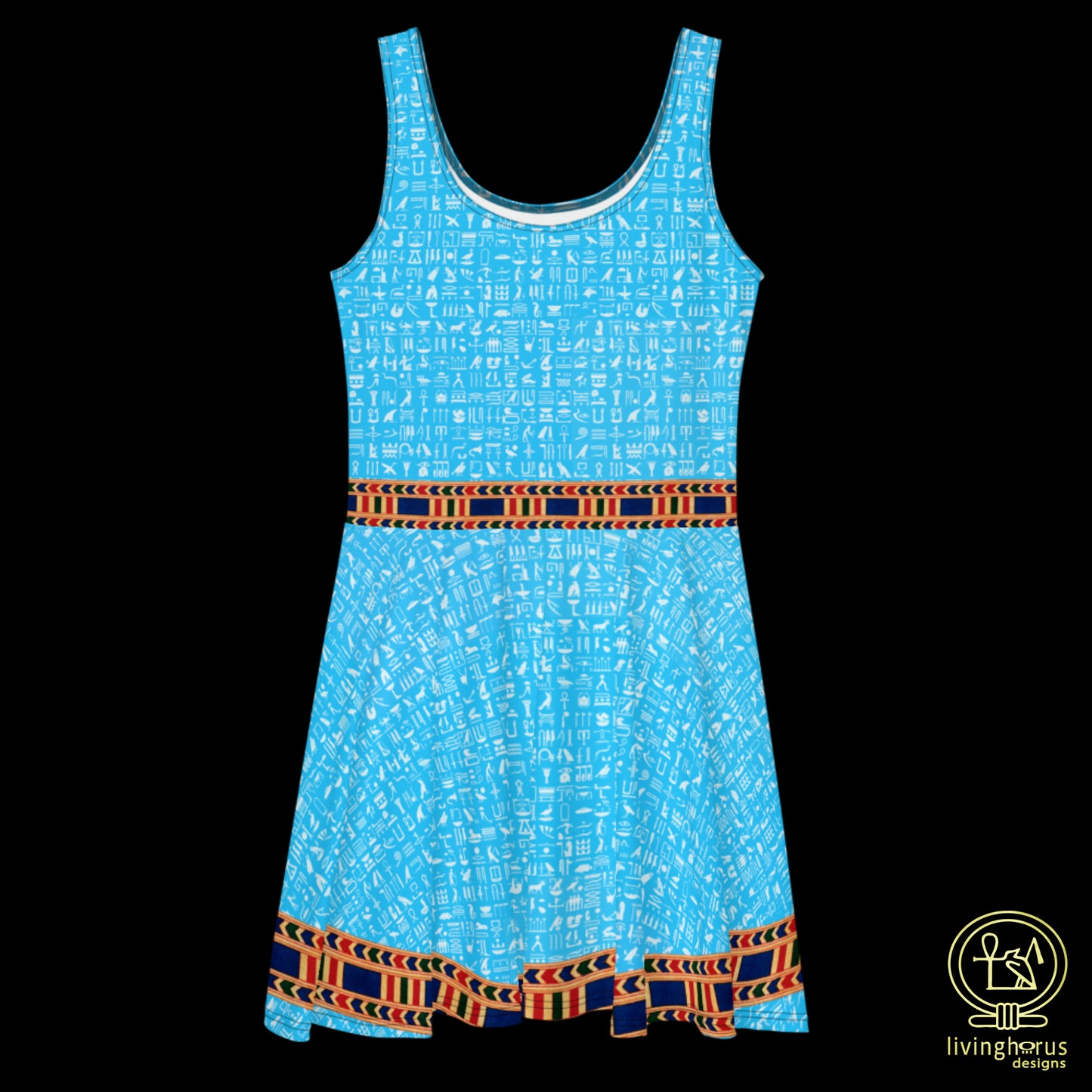 Skater Dress - Light Blue Hieroglyphic