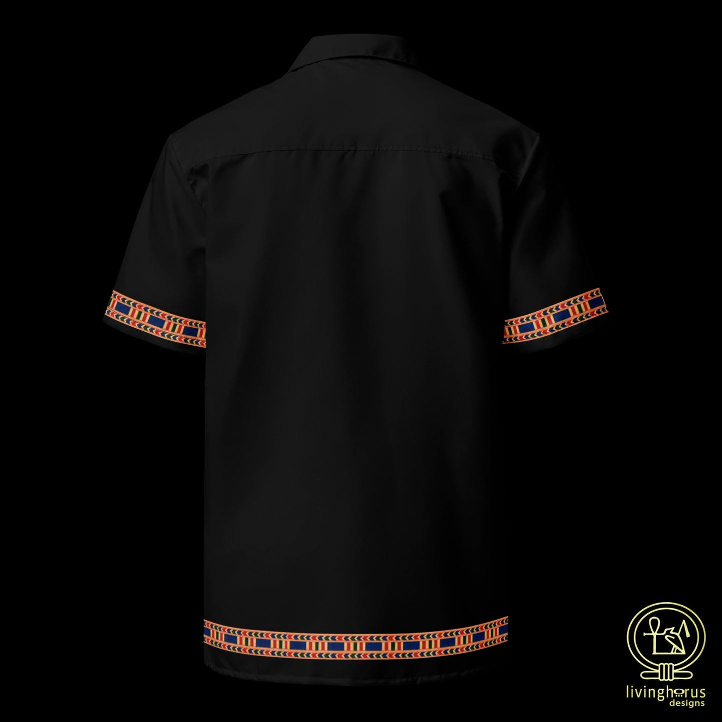 Egyptian Papyrus Column Hawaiian Shirt - Black