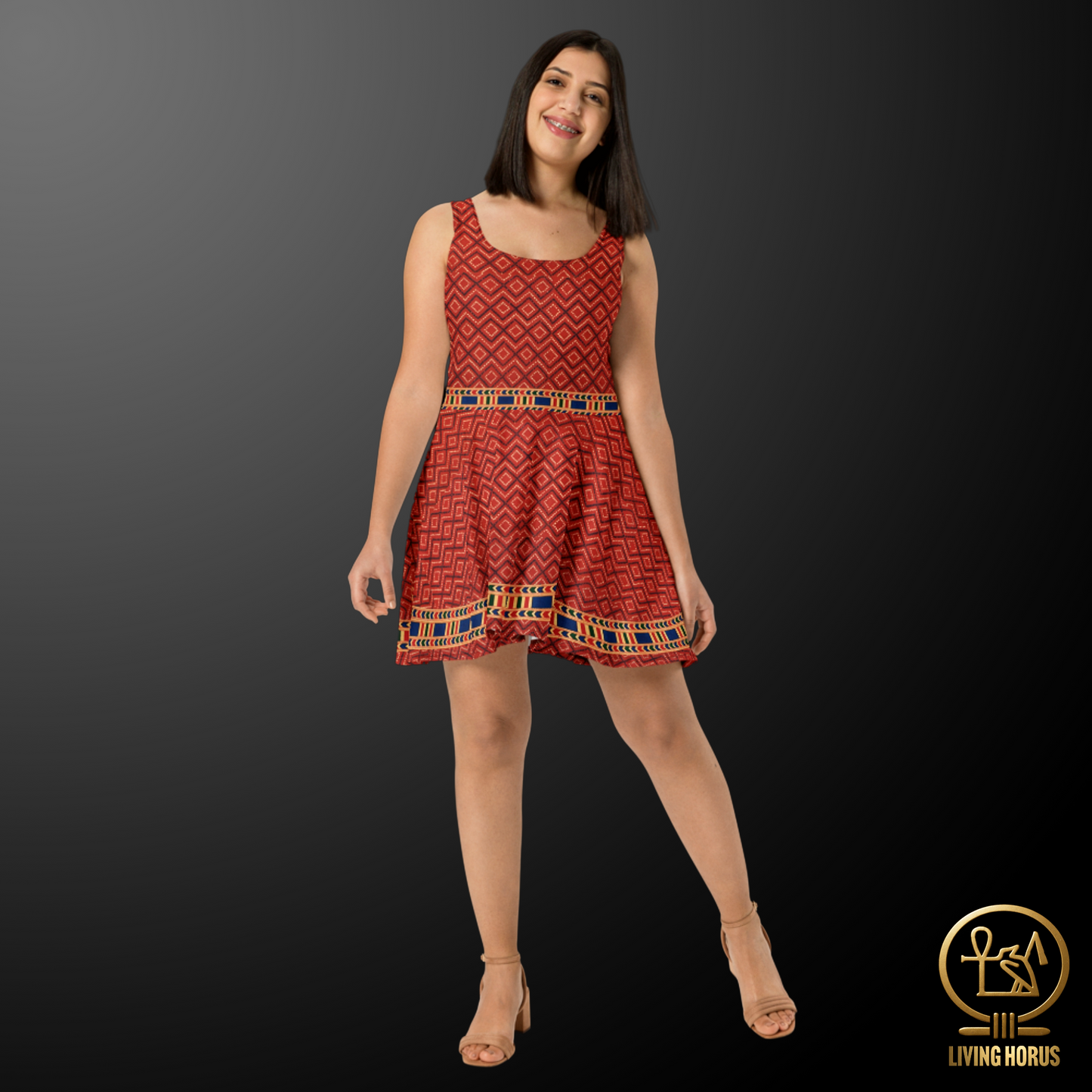 Skater Dress - Egyptian Terracotta Print
