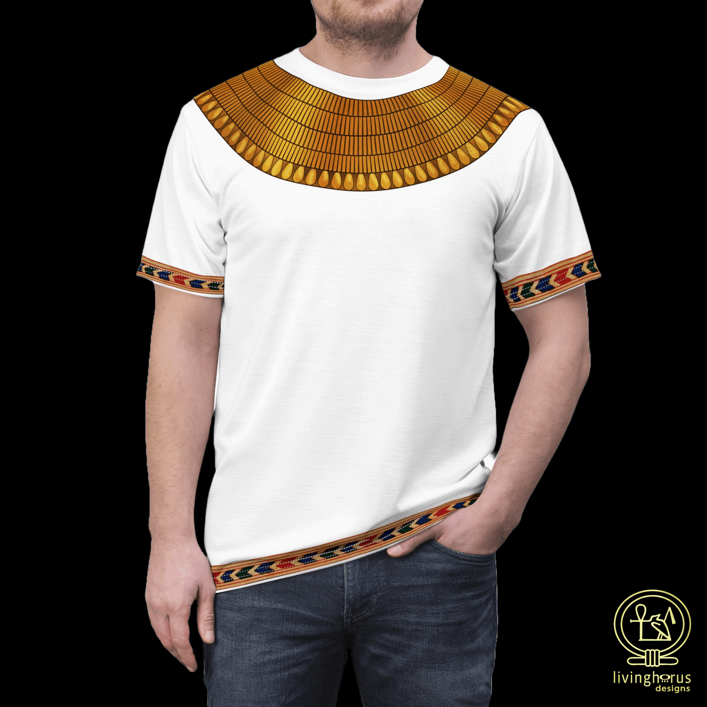 Ancient Egyptian Golden Collar Unisex T-shirt, White