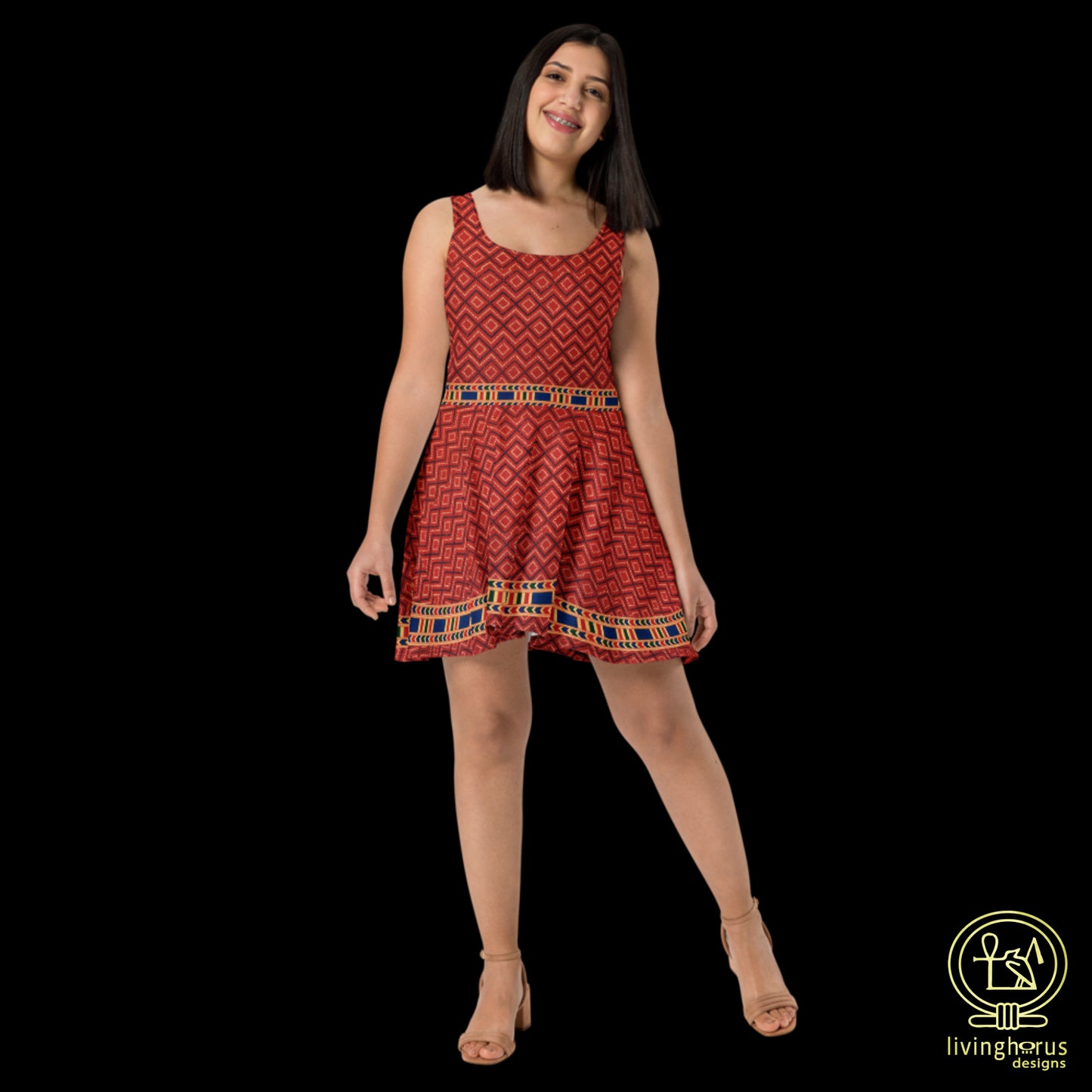 Skater Dress - Terracotta Print