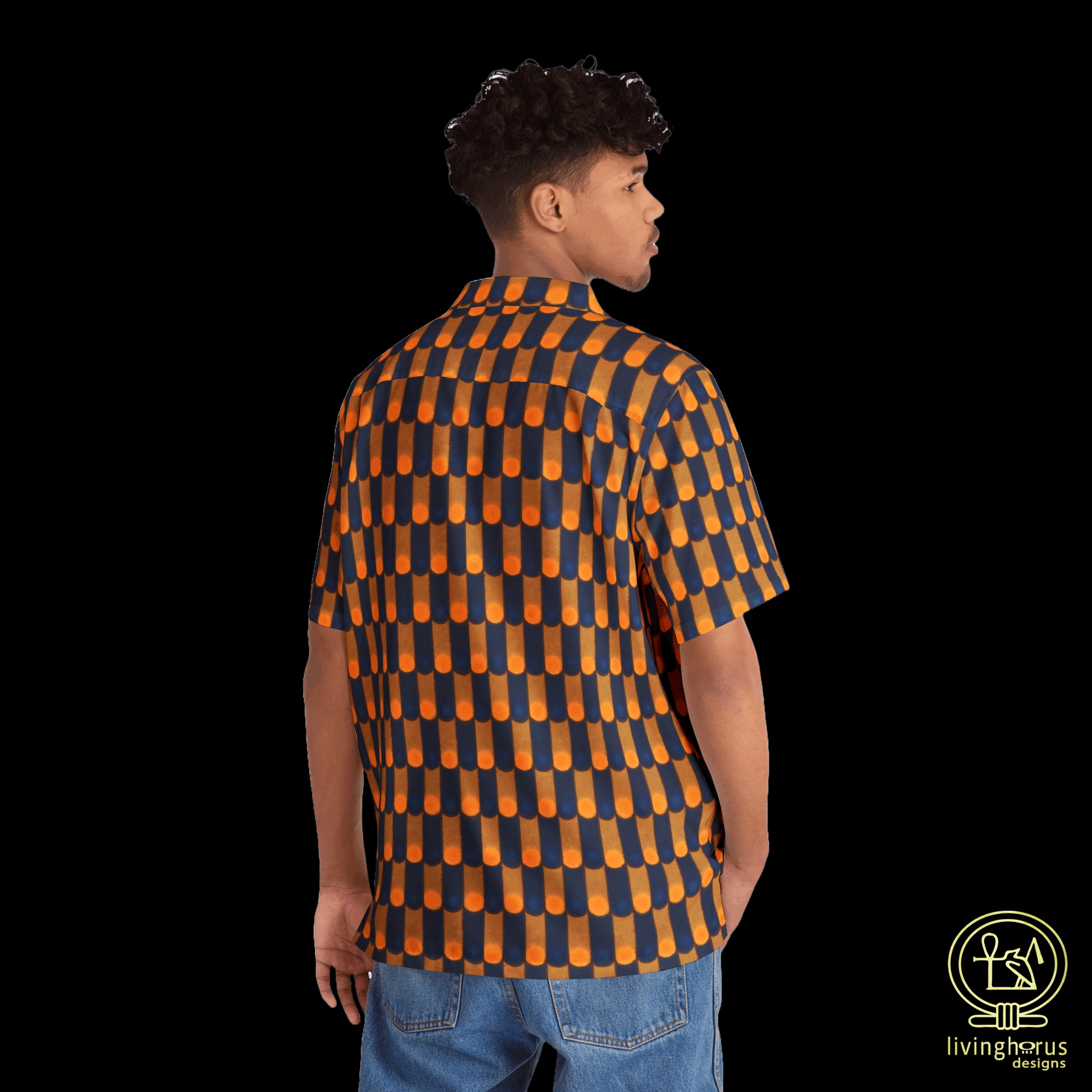 Egyptian Blue & Gold Scalemail Hawaiian Shirt