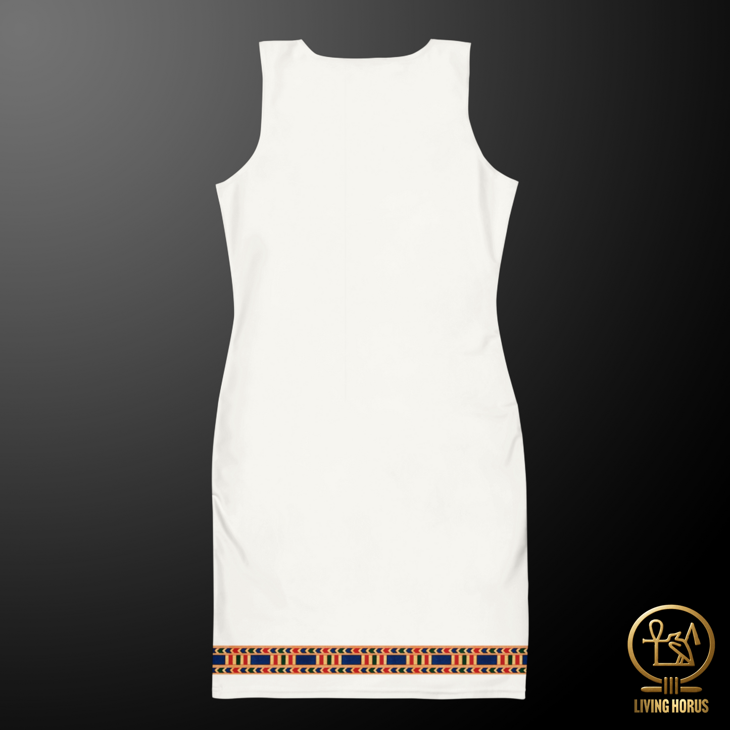 White Egyptian Rishi Pattern Bodycon Dress
