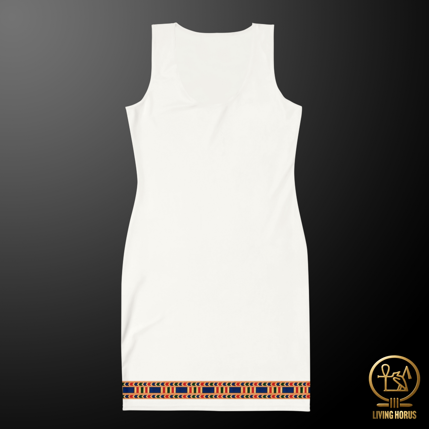 White Egyptian Rishi Pattern Bodycon Dress