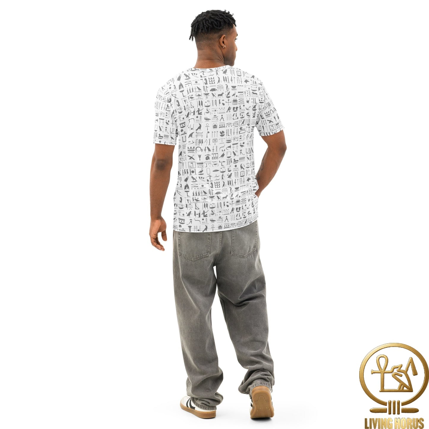 White Hiero Men’s cotton crew neck t-shirt