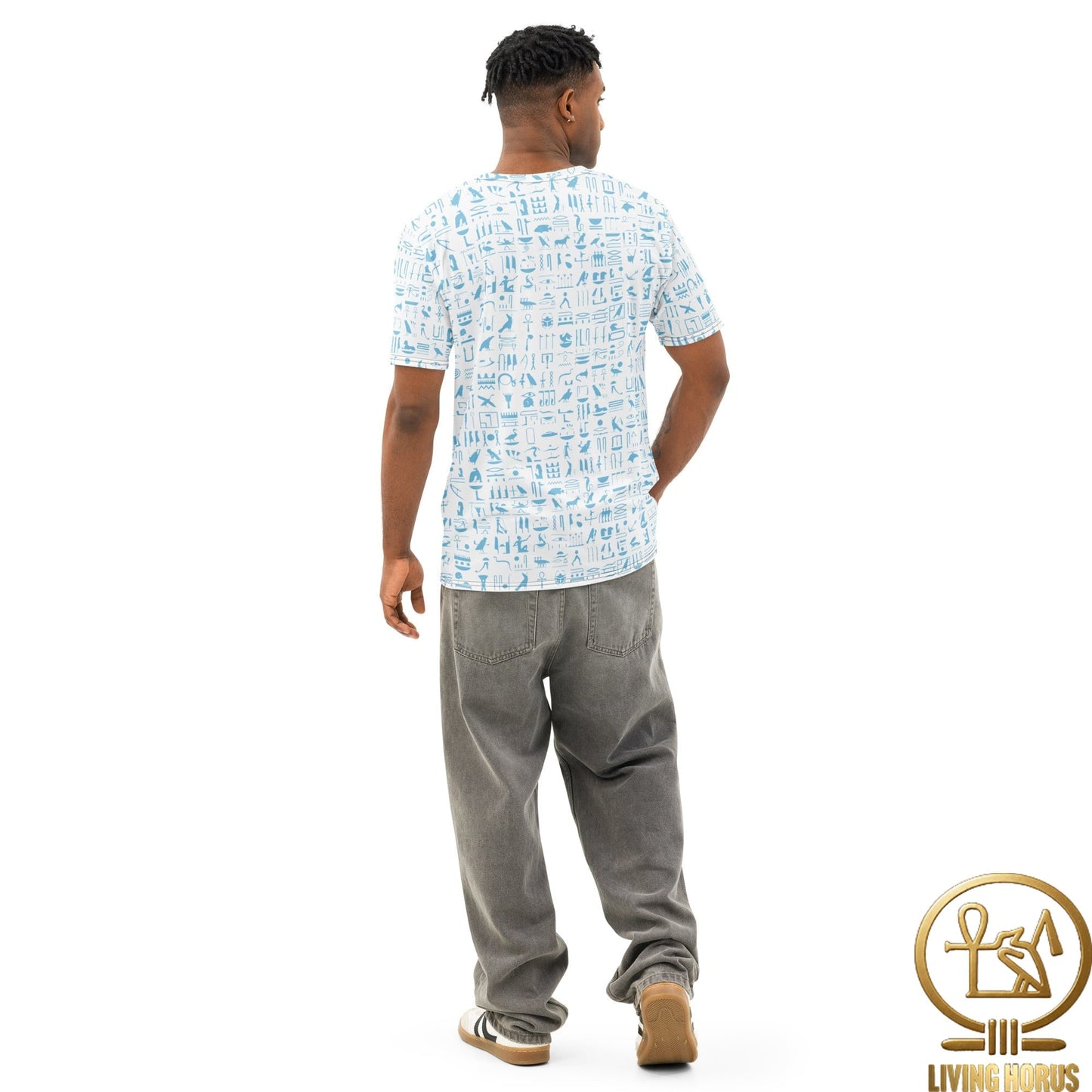 Blue/White Hiero Men’s cotton crew neck t-shirt