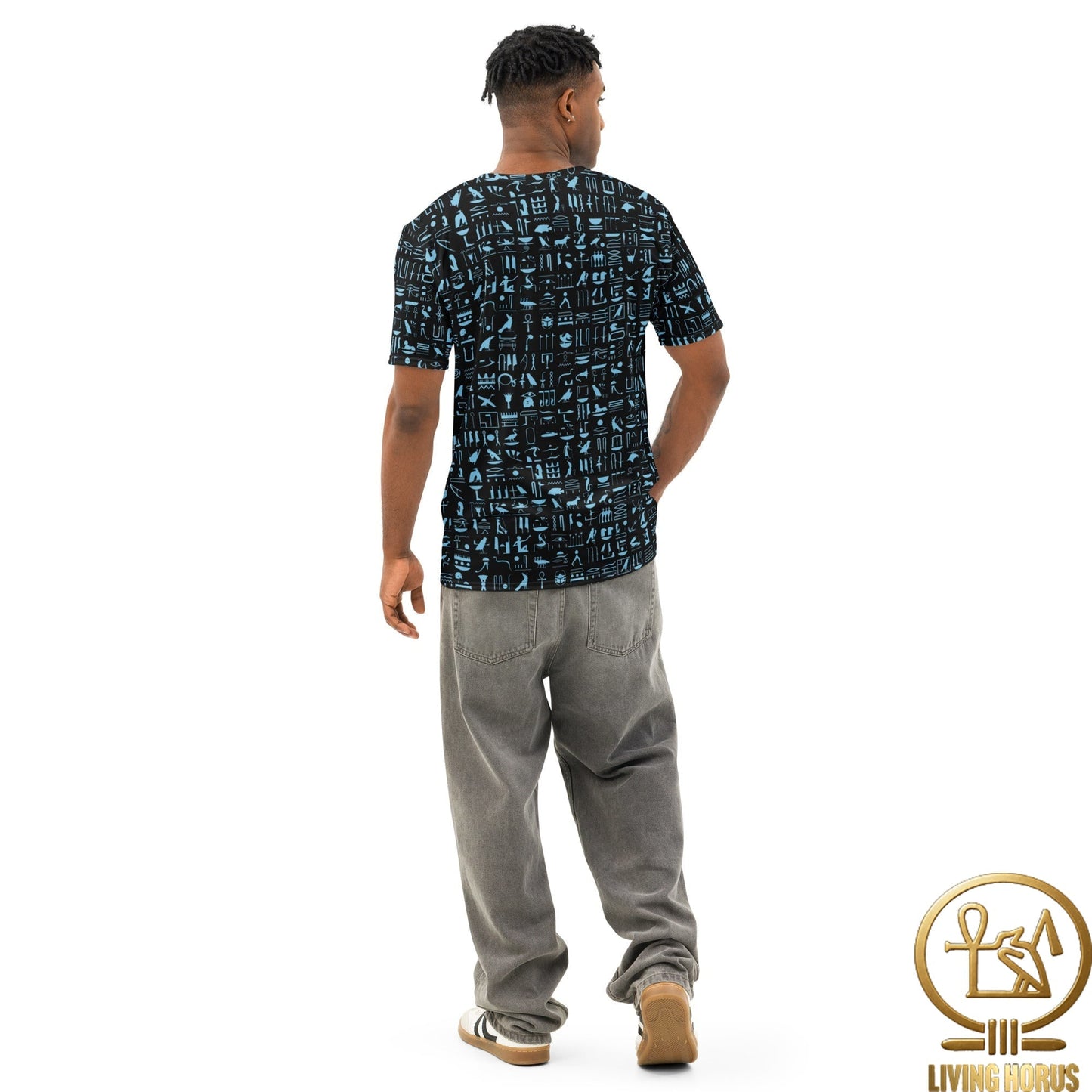 Blue/Black Hiero Men’s cotton crew neck t-shirt