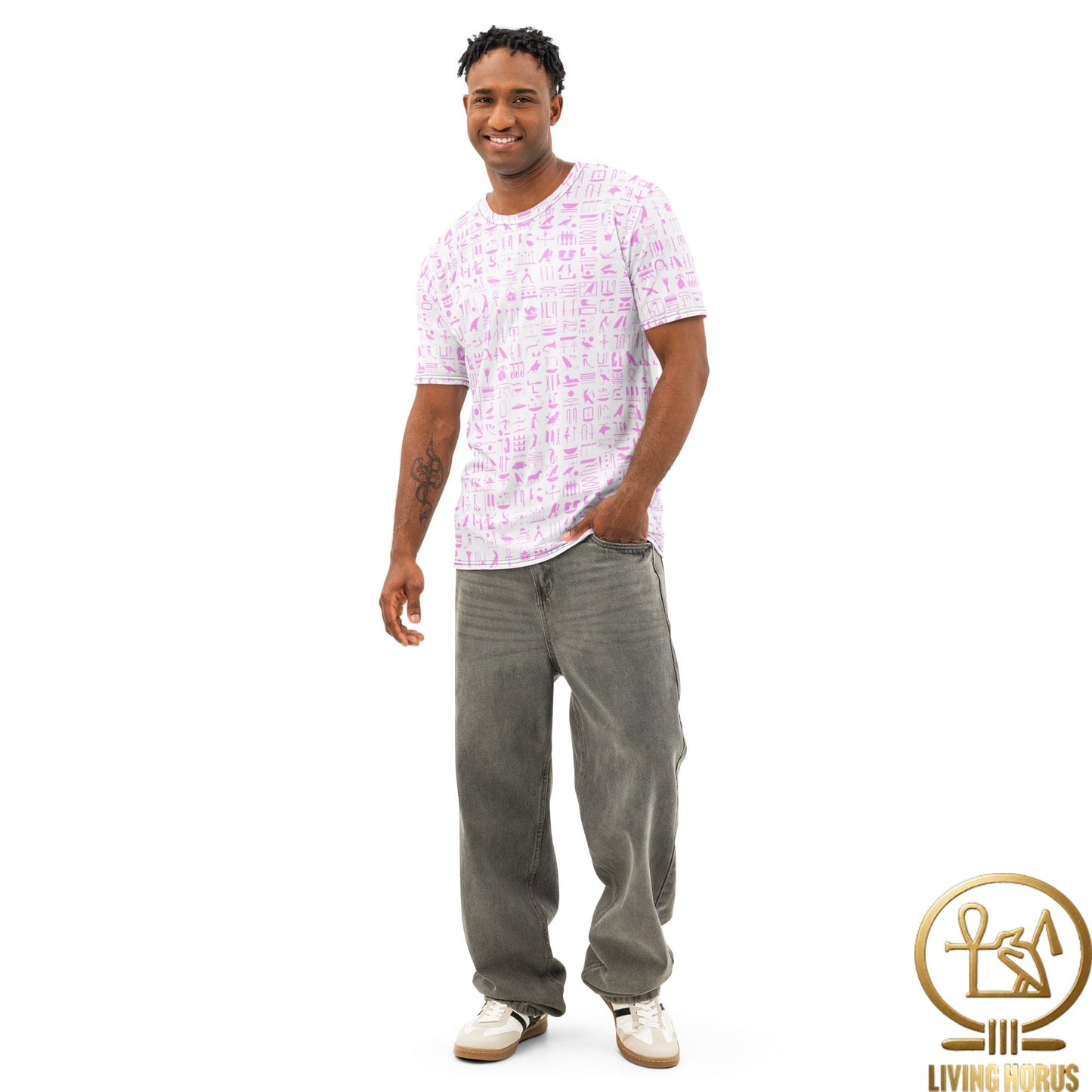 Pink/WhiteMen’s cotton crew neck t-shirt