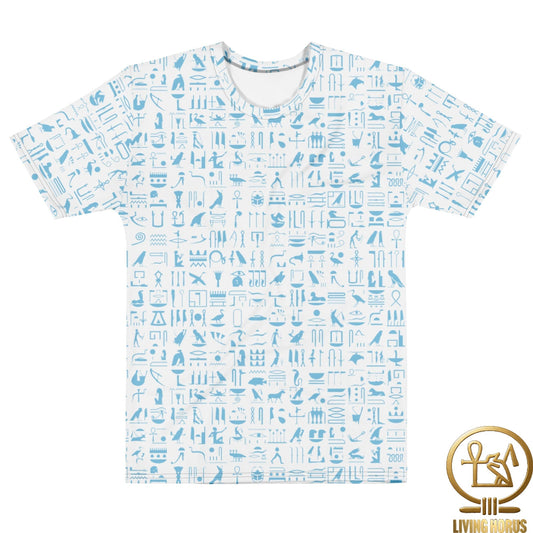 Blue/White Hiero Men’s cotton crew neck t-shirt