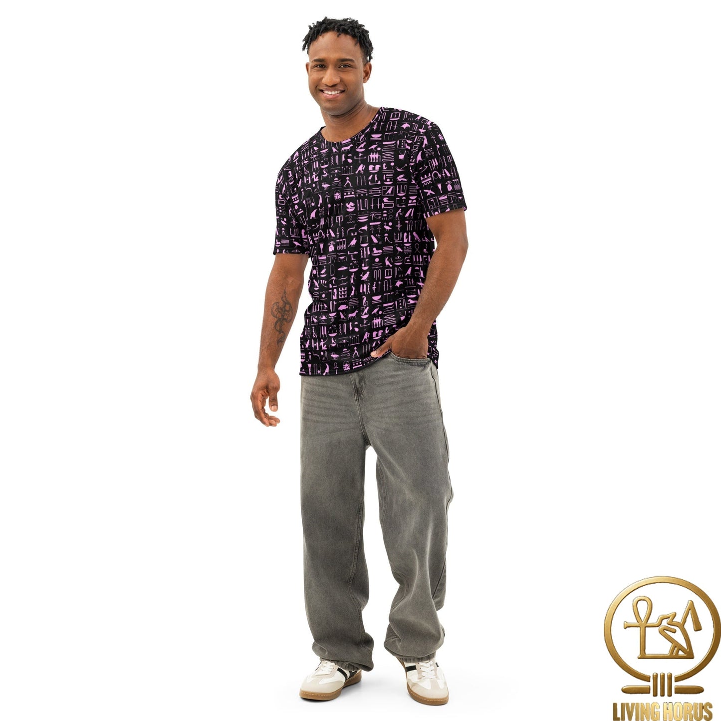 Pink/Black Hiero Men’s cotton crew neck t-shirt