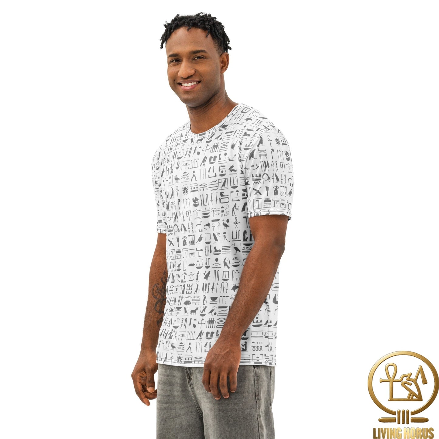 White Hiero Men’s cotton crew neck t-shirt