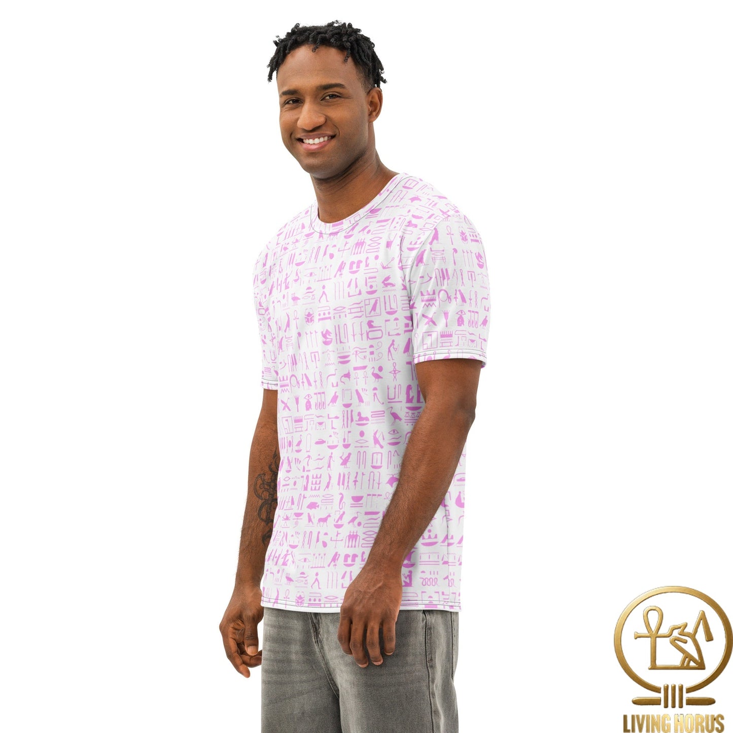 Pink/WhiteMen’s cotton crew neck t-shirt
